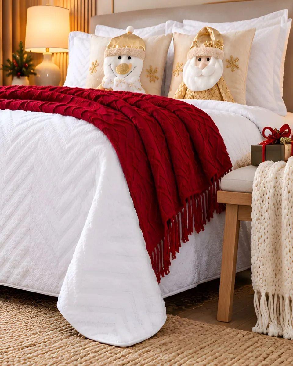 Set de Cama Navideño con Cubrecamas y 2 Fundas de Cojin 1.5 Plaza m24-5