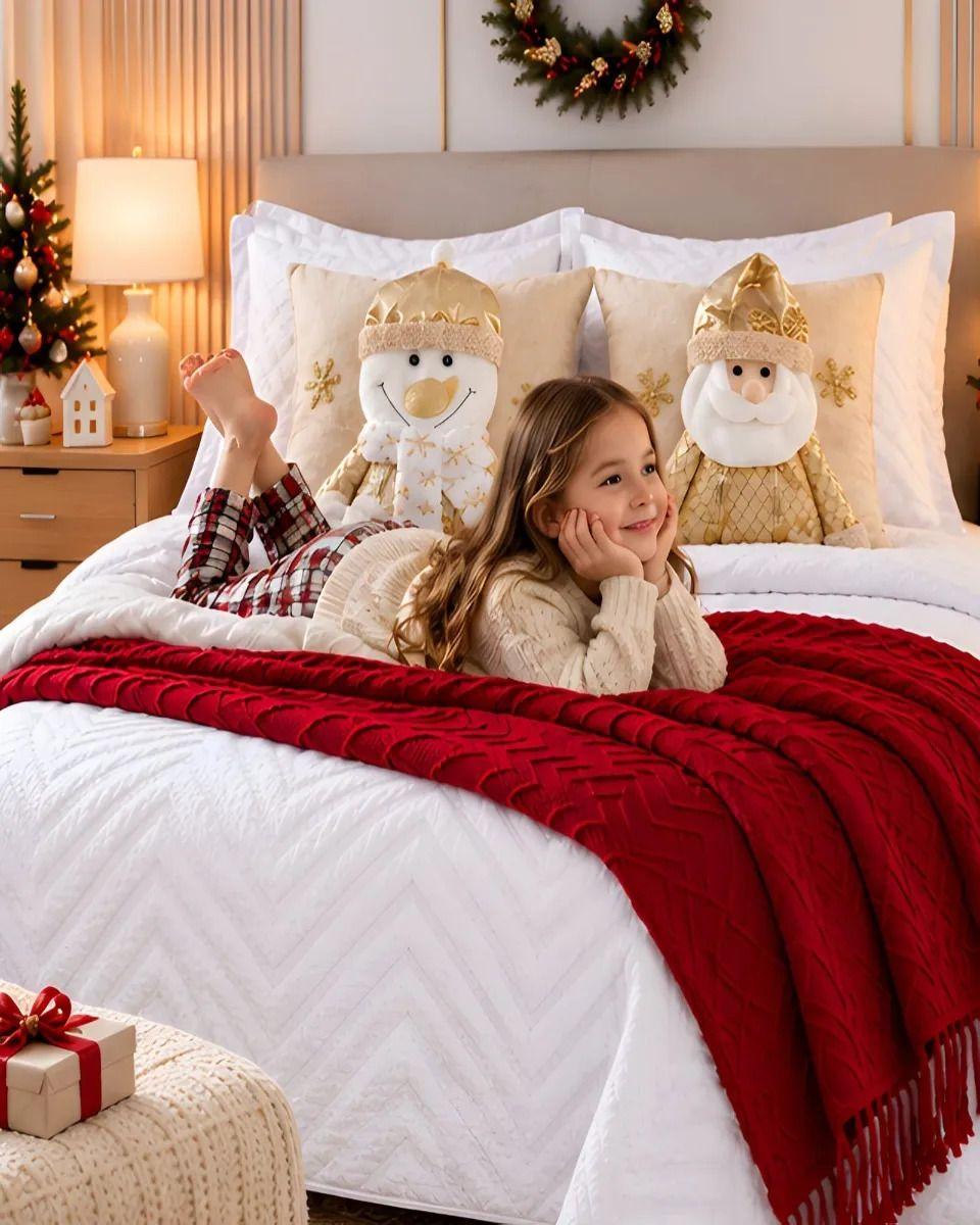 Set de Cama Navideño con Cubrecamas y 2 Fundas de Cojin 1.5 Plaza m24-6
