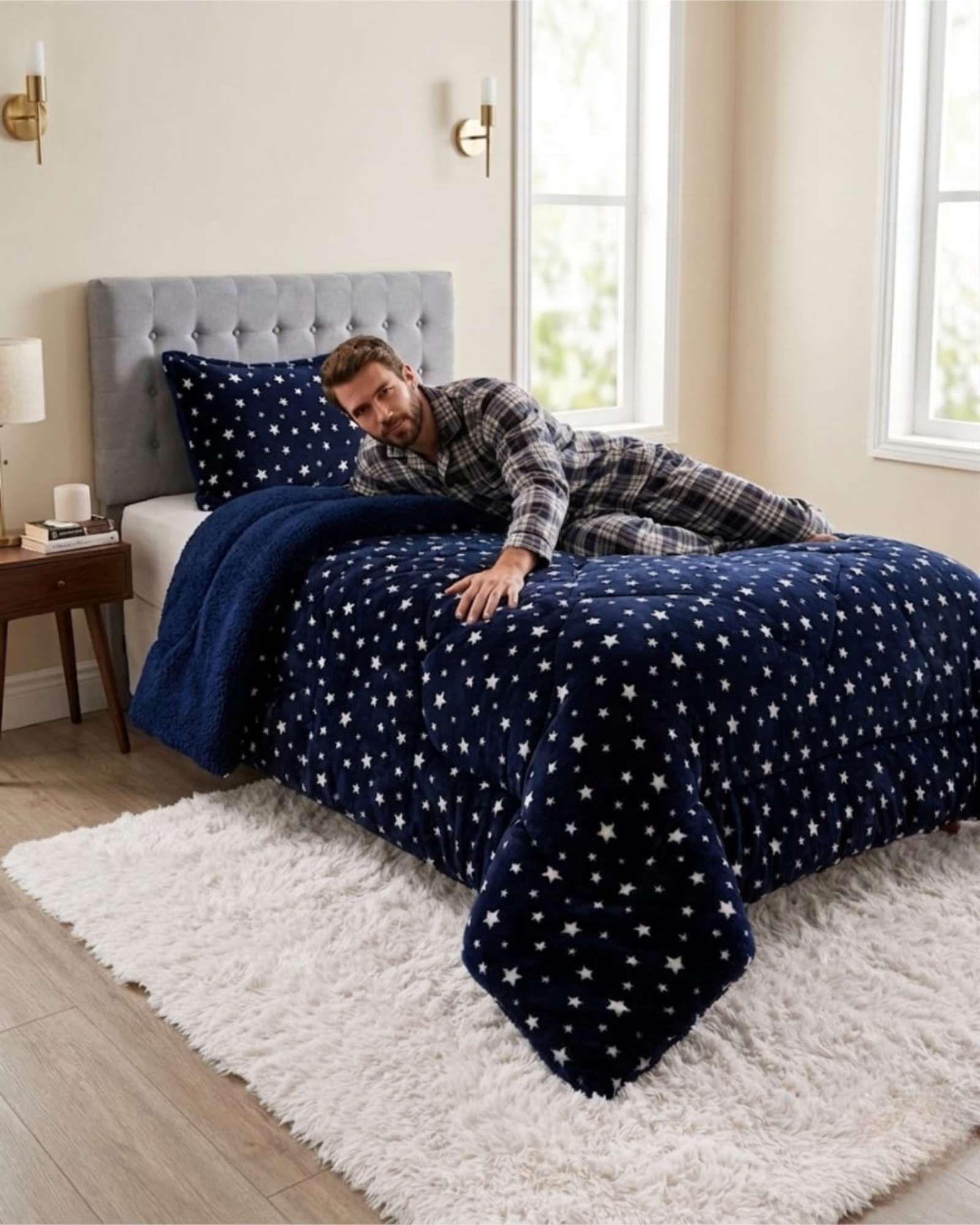 Cubrecama Plush con Chiporro Plaza y Media Diseño Premium C14-2