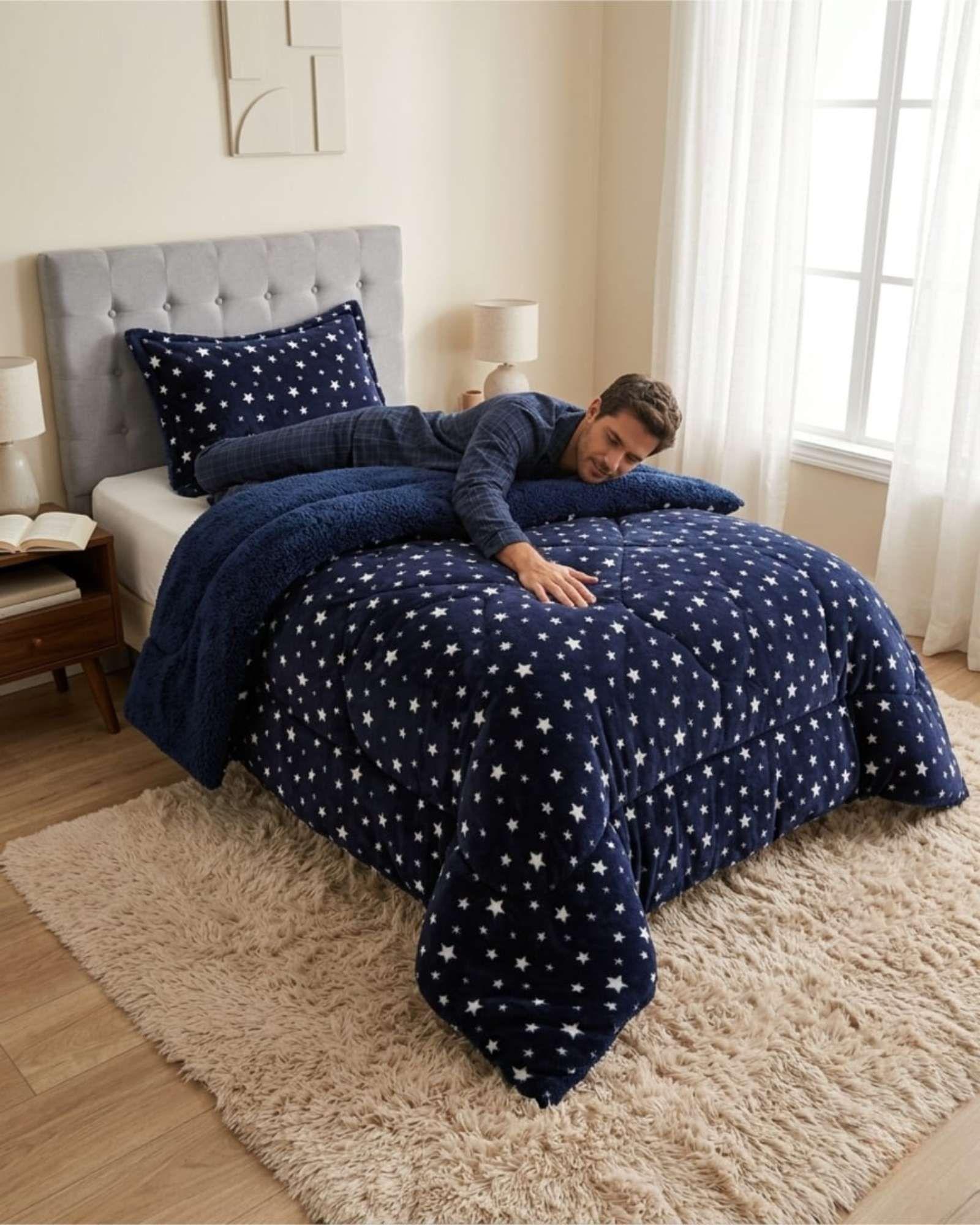 Cubrecama Plush con Chiporro Plaza y Media Diseño Premium C14-4