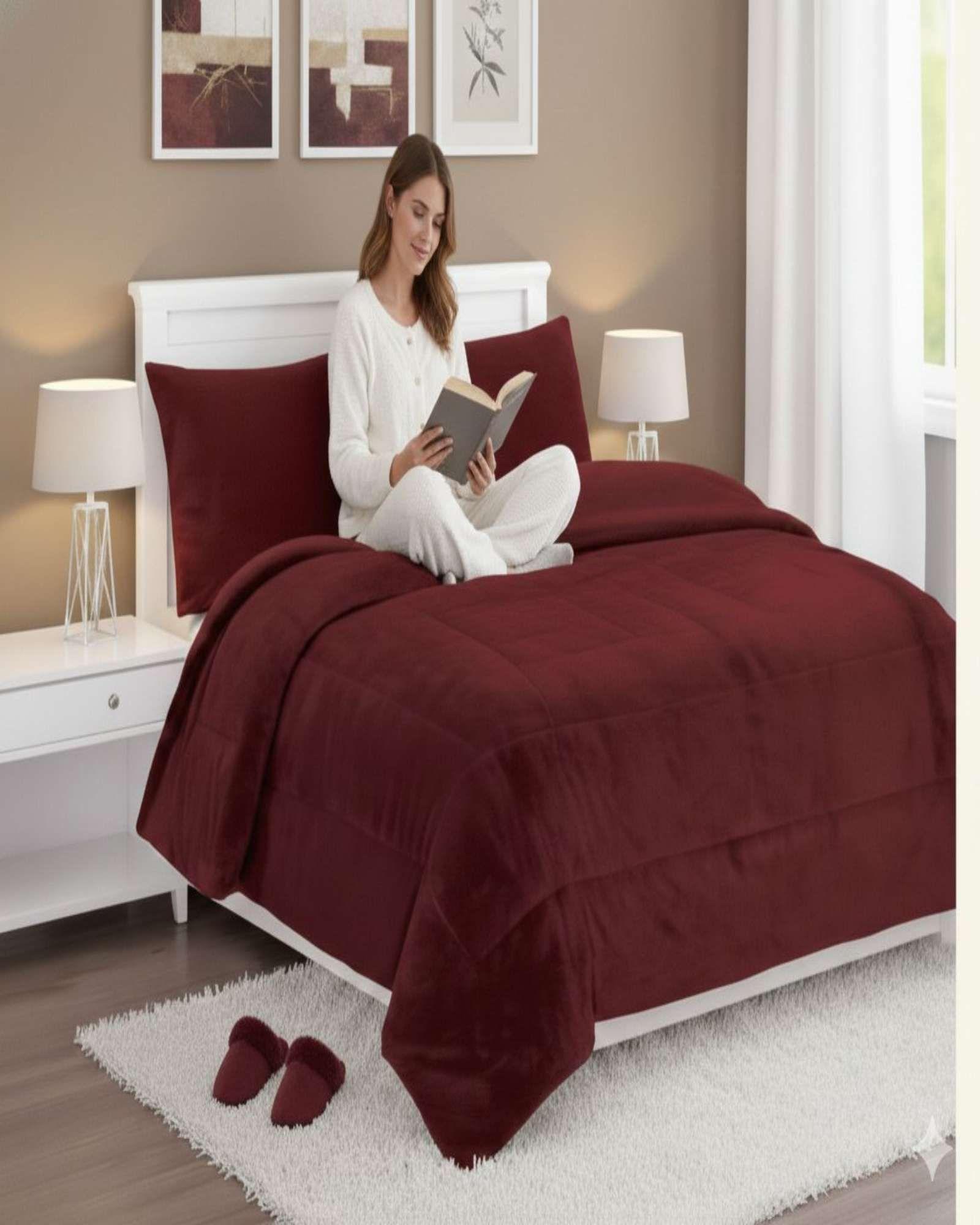 Plumón Cubrecama Chiporro 1.5 plaza Extra Cálido Invierno Premium rojo-2