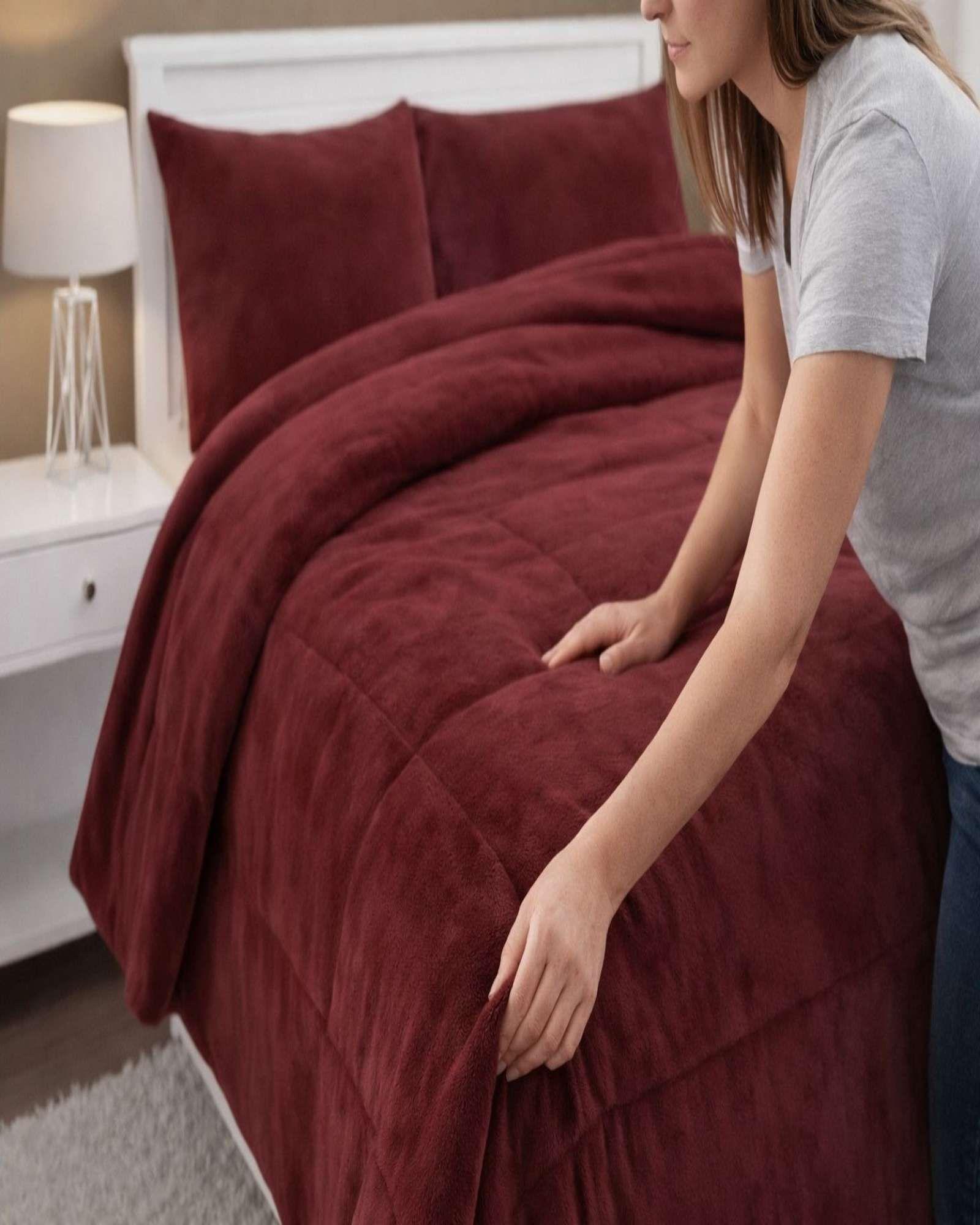 Plumón Cubrecama Chiporro 1.5 plaza Extra Cálido Invierno Premium rojo-3