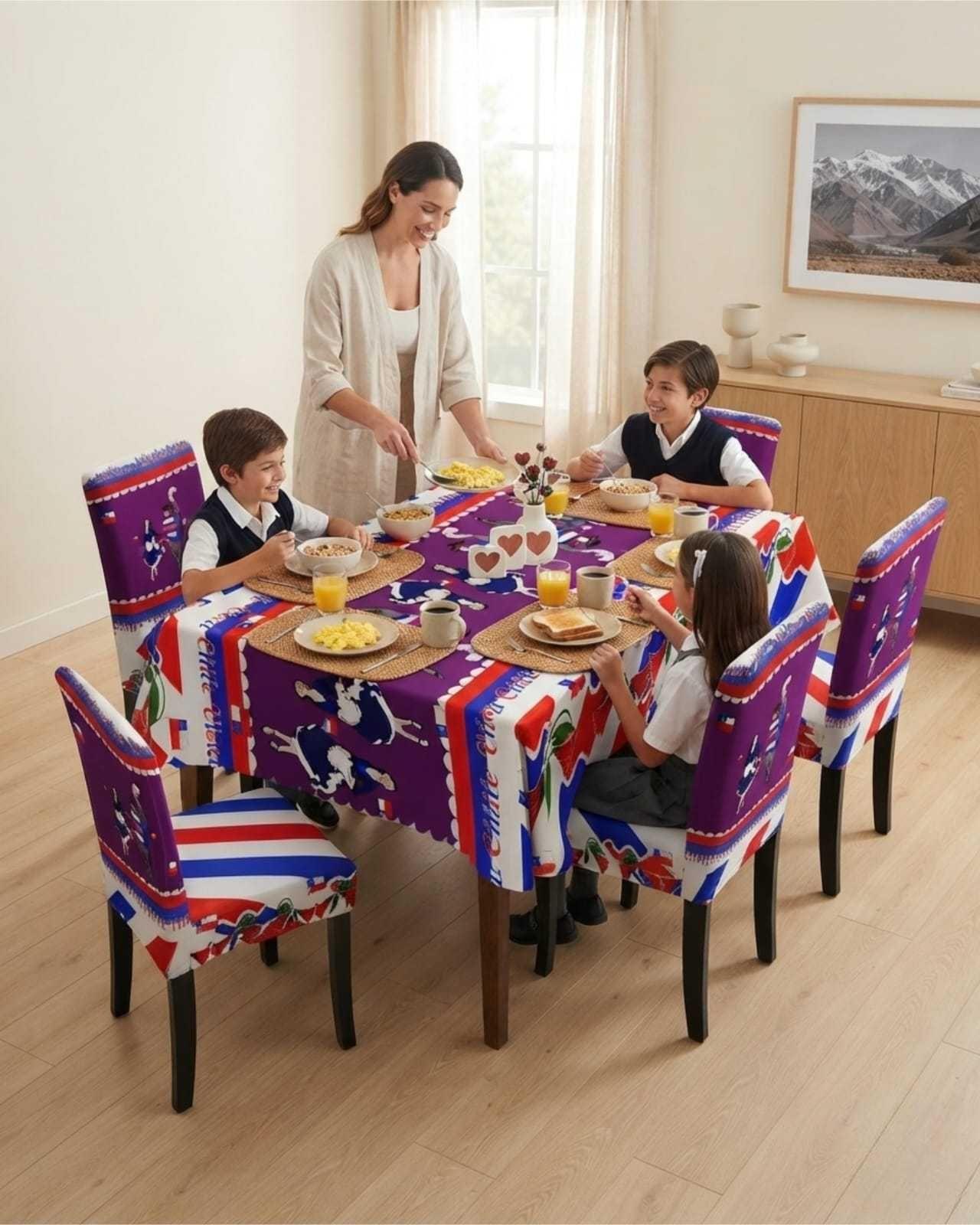 Set Fiestas Patrias: Mantel Dieciochero + 6 Fundas de Sillas 04-1
