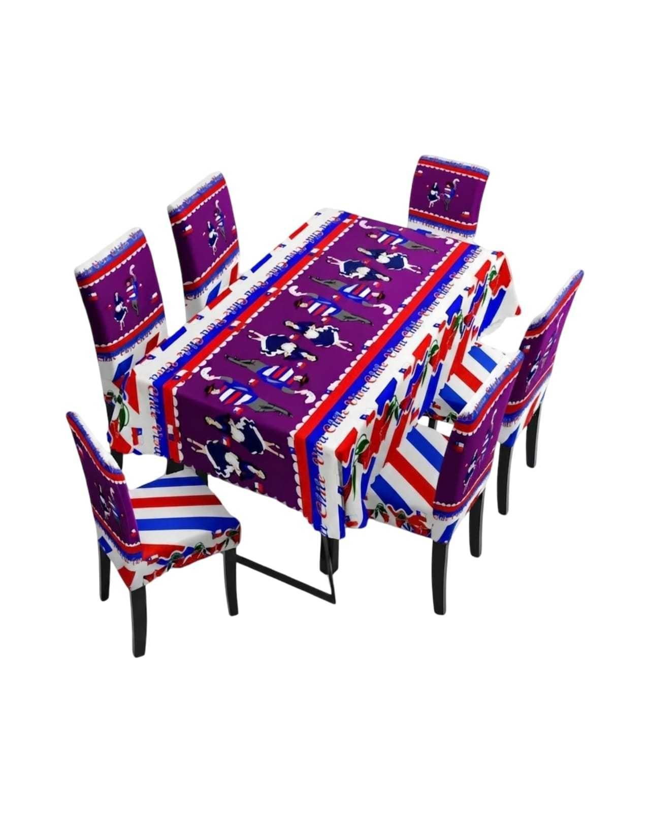 Set Fiestas Patrias: Mantel Dieciochero + 6 Fundas de Sillas 04-2