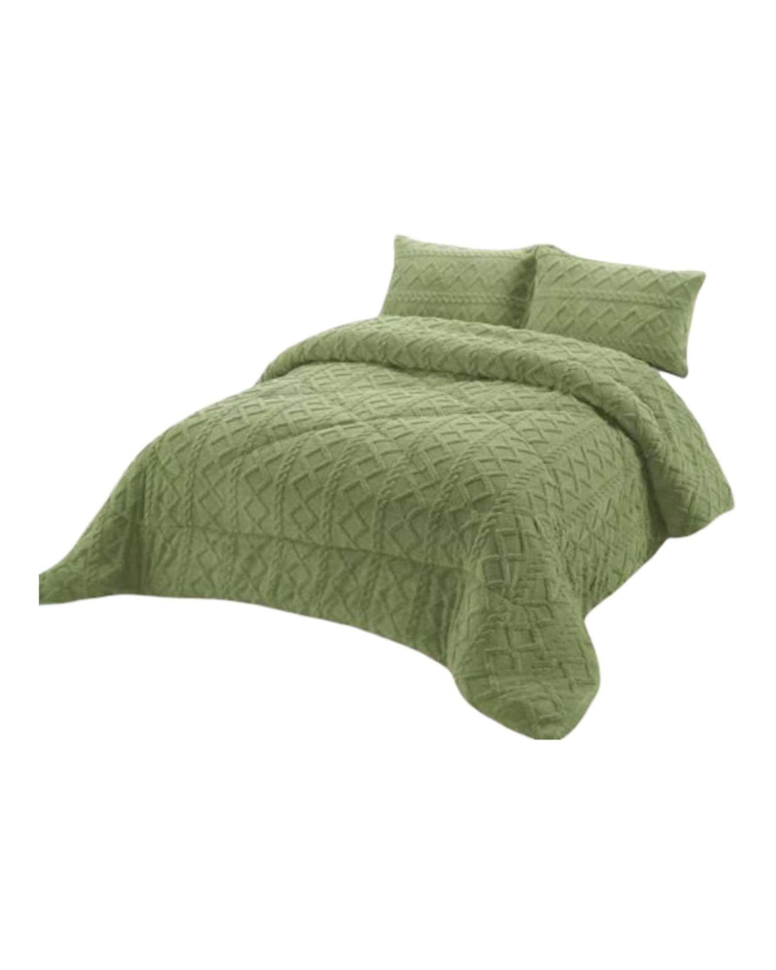 Plumón Térmico Trenzas de Terciopelo king verde-2