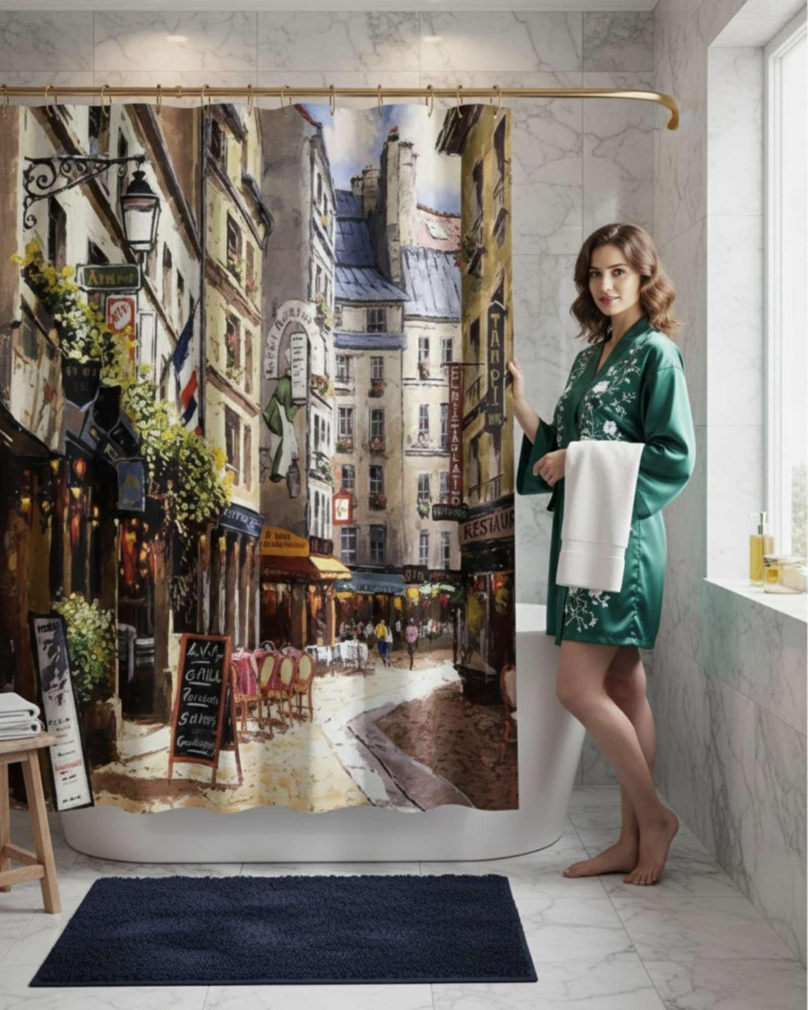 Cortina de Baño Tela Género + Forro Impermeable c25-3