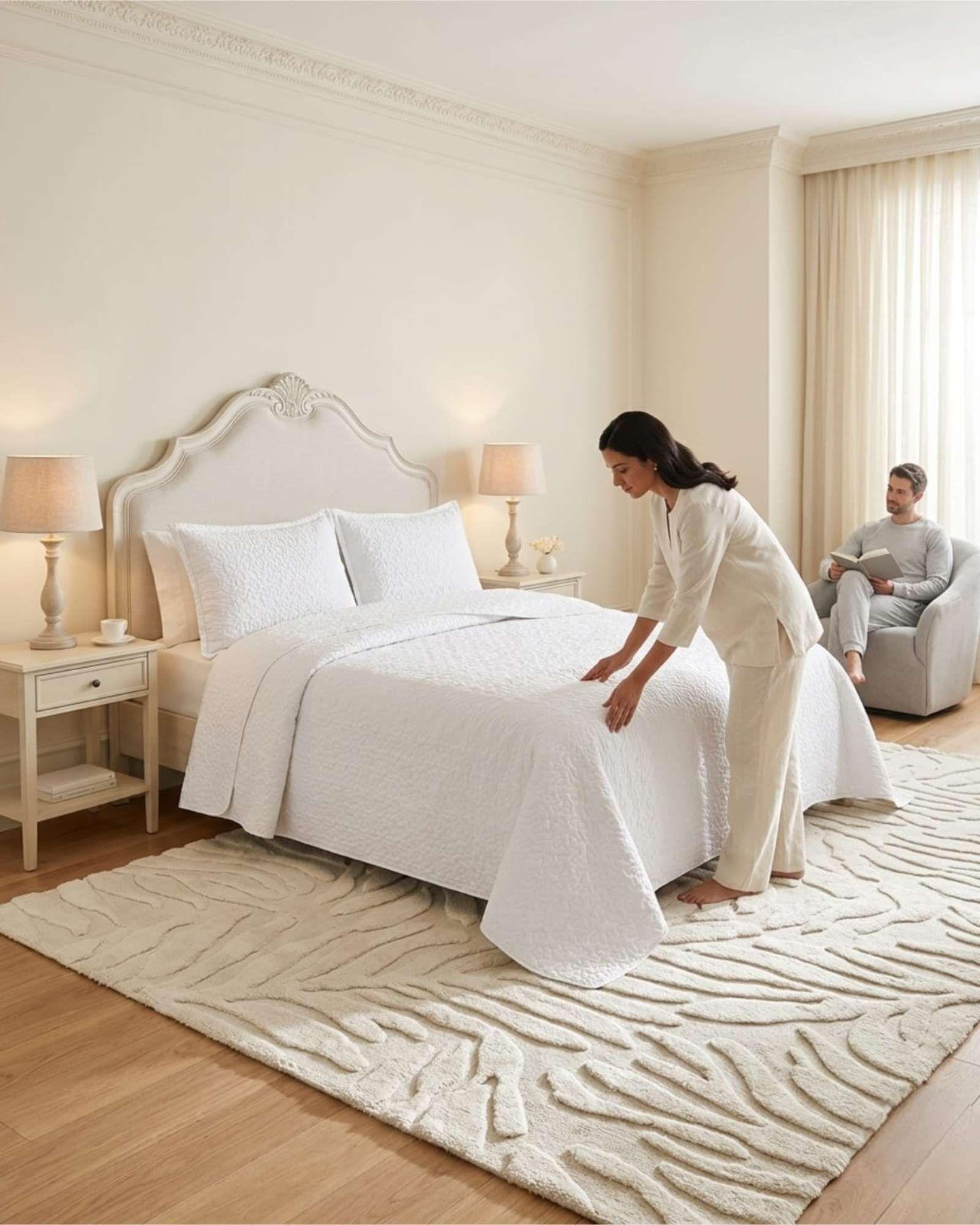 Cubrecama Quilt Verano King Delgado Texturizado Set Con Fundas a5-4