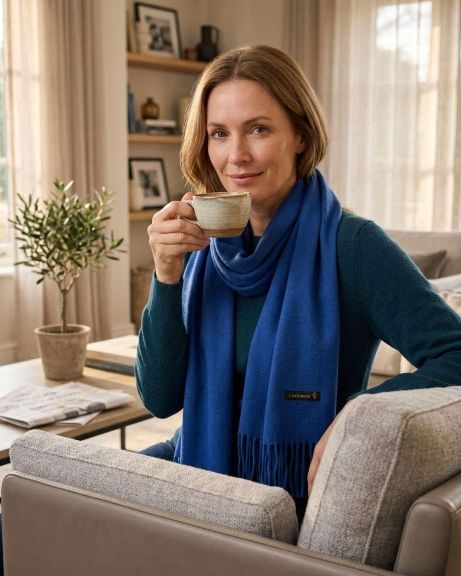 Bufanda Cashmere Premium Unisex Varios Colores azul-3