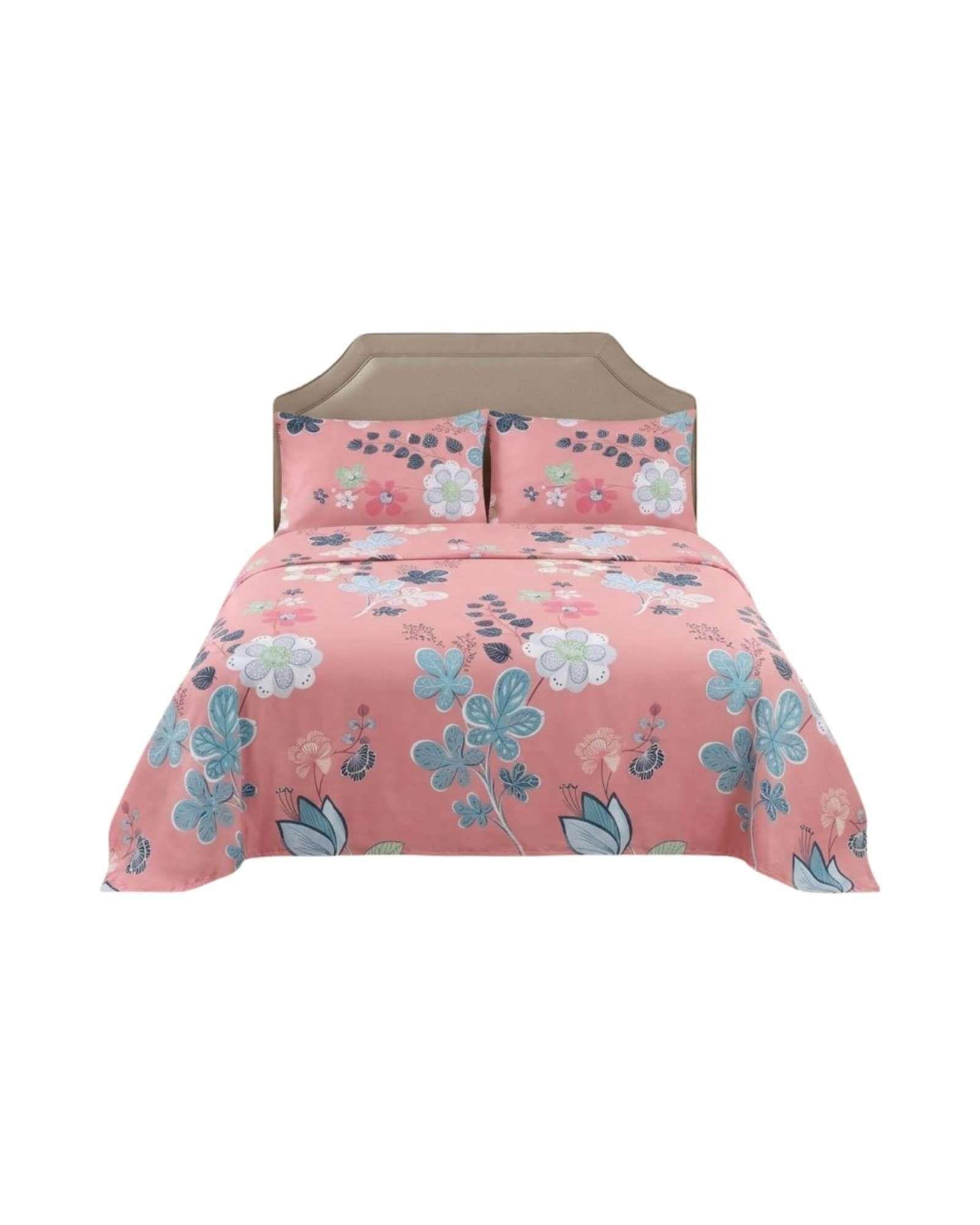 Juego de Sábanas 2 plazas color rosado Resistencia y Elegancia para tu Descanso Diario-2