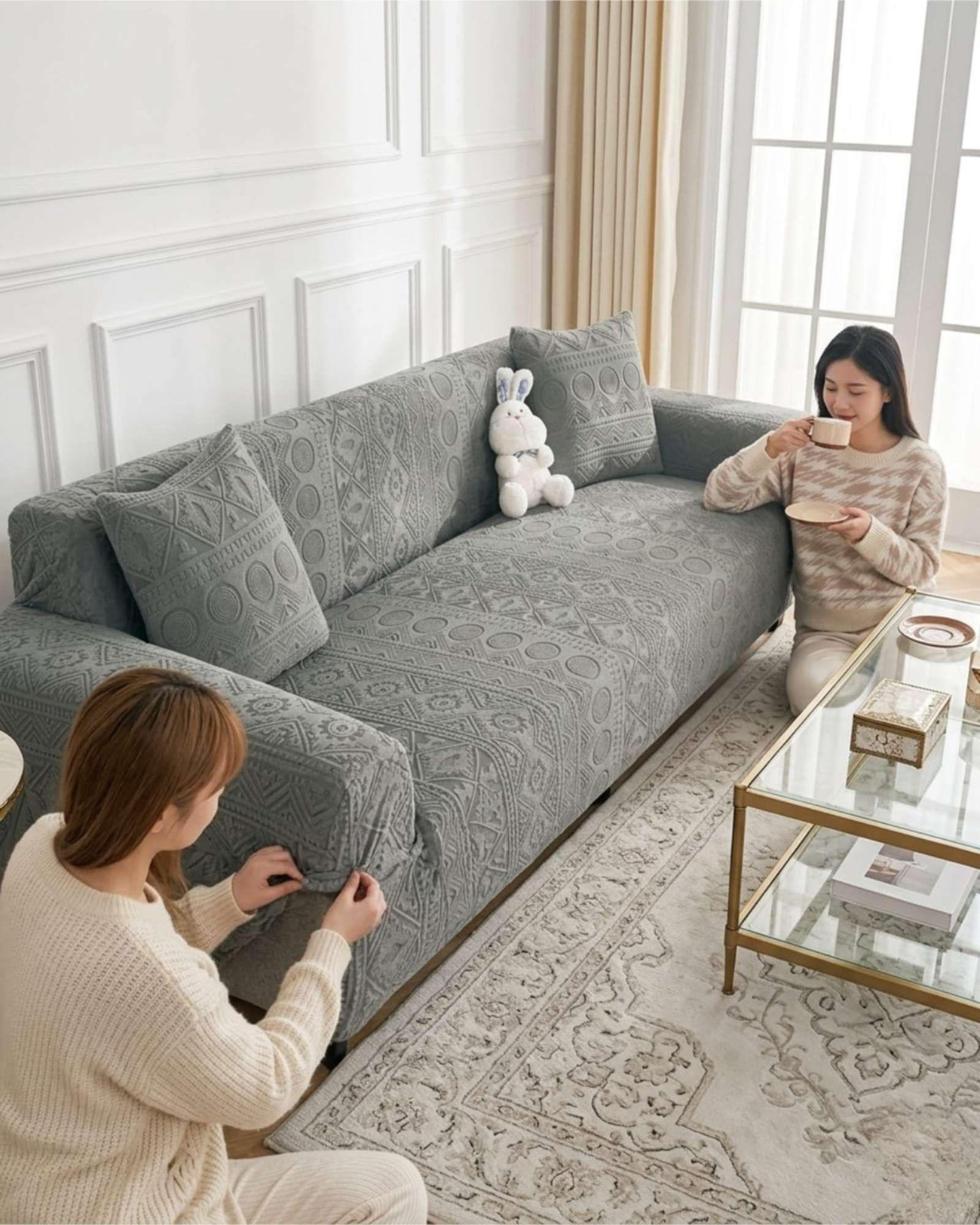 Funda De Sofa 3 Cuerpos Tela Polar Elastico Suave m7-3