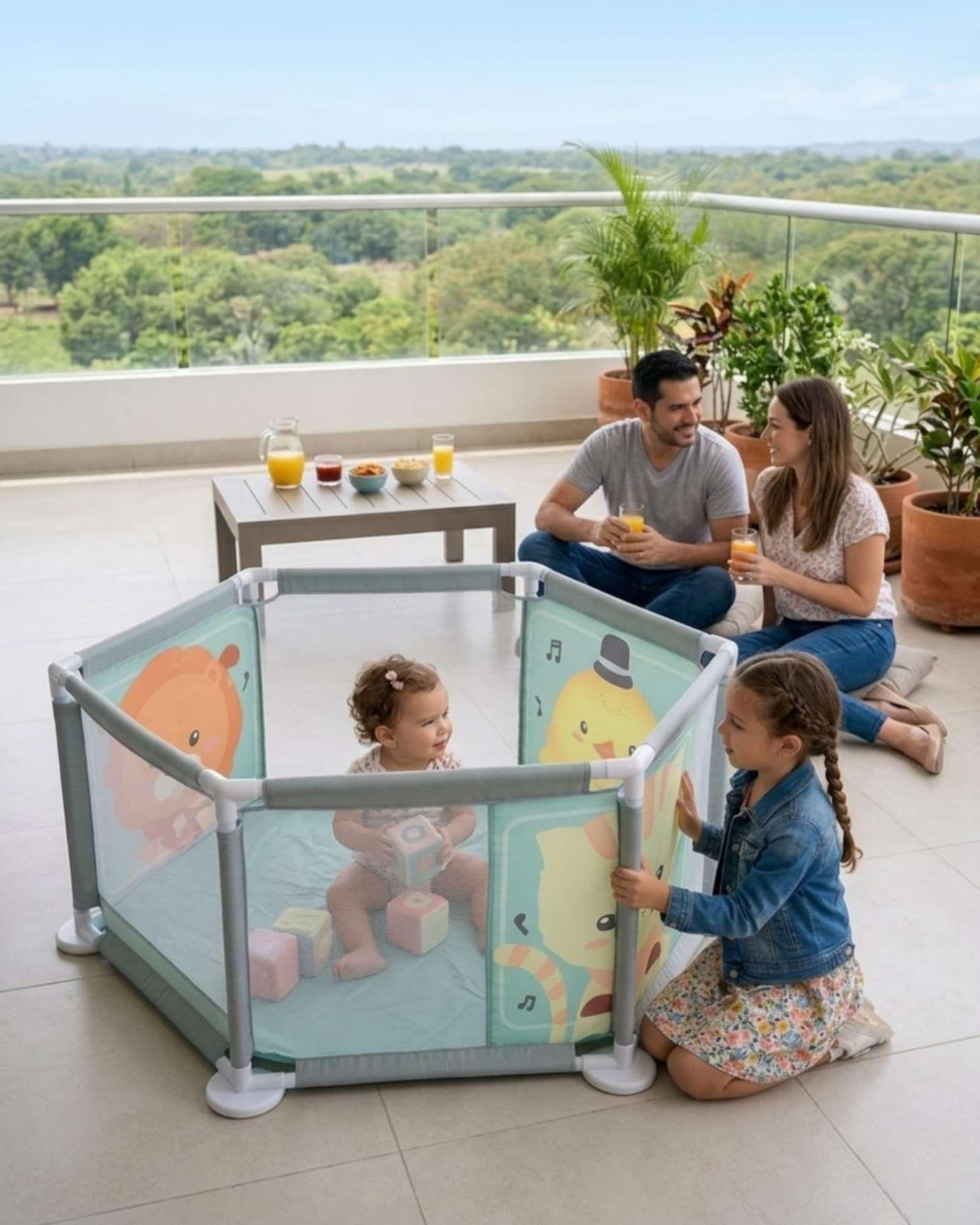 Corral De Juegos Para Bebé 100x100cm Diseño Hexagonal-1
