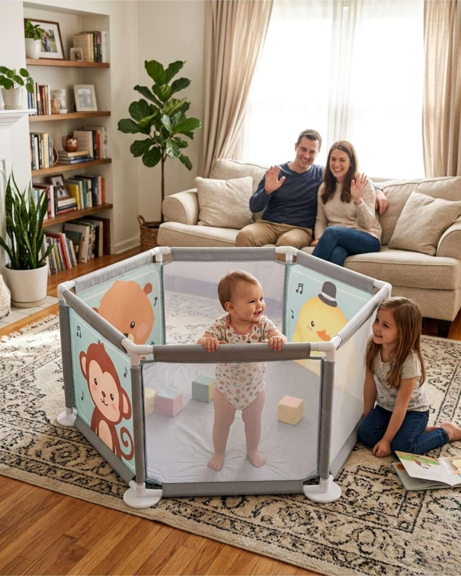 Corral De Juegos Para Bebé 100x100cm Diseño Hexagonal-2