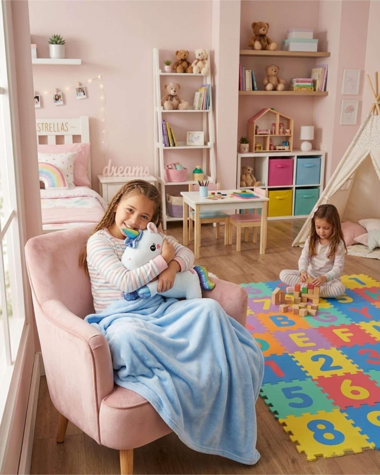 Unicornio: Peluche Almohada Cojín Con Manta Polar Unicornio 2 en 1-2