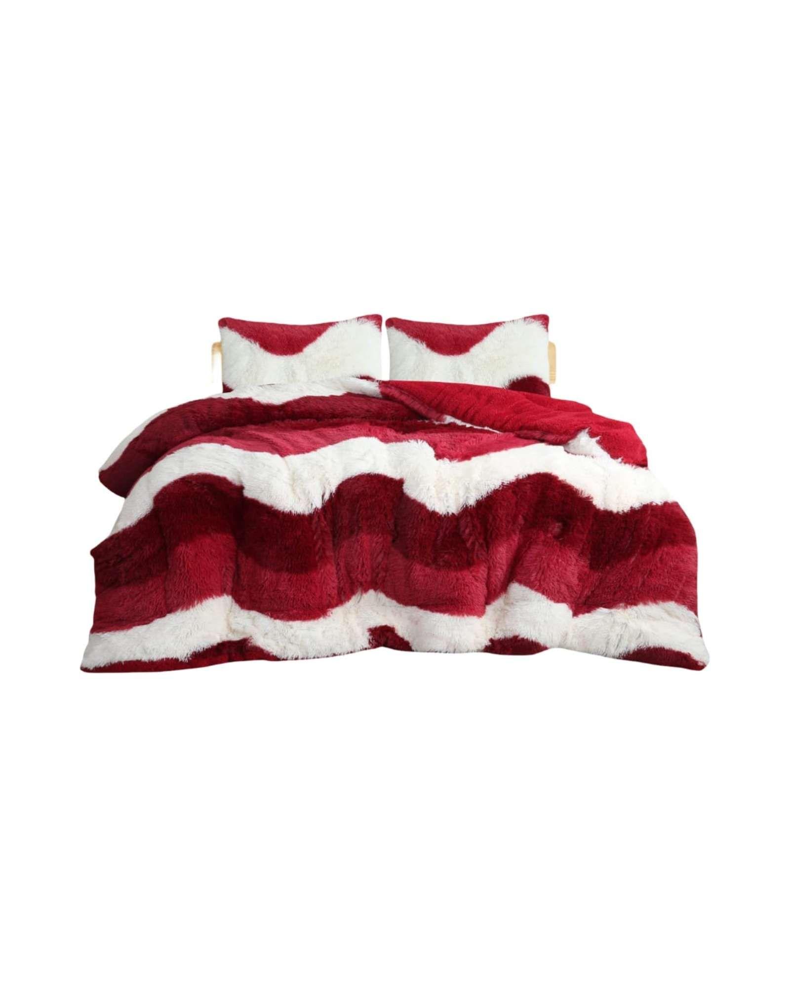 Cubrecama "Olas de Peluche" con Chiporro 2 plazas rojo-2