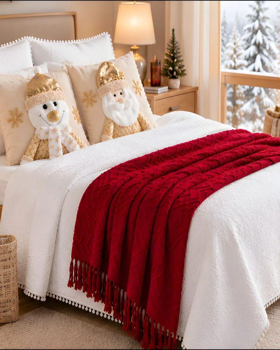 Set de Cama Navideño con Cubrecamas y 2 Fundas de Cojin King m9-4