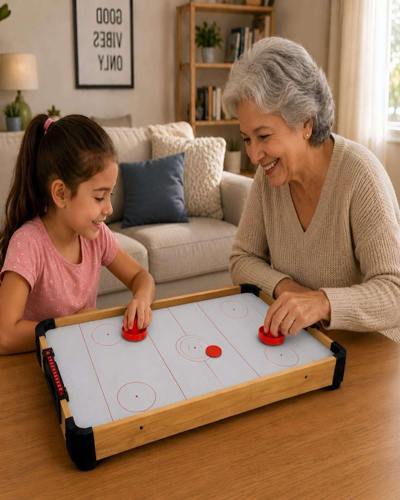 Mesa de Hockey de Aire Mini Air Hockey de Madera Juego Infantil-1