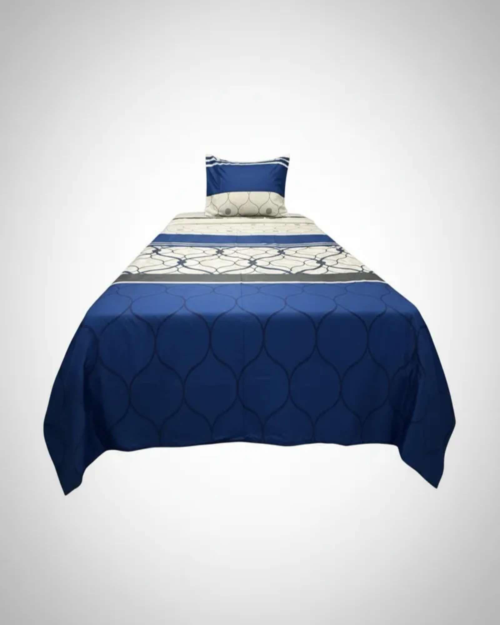 Juego de Sábanas plaza y media Adulto diseño azul-3