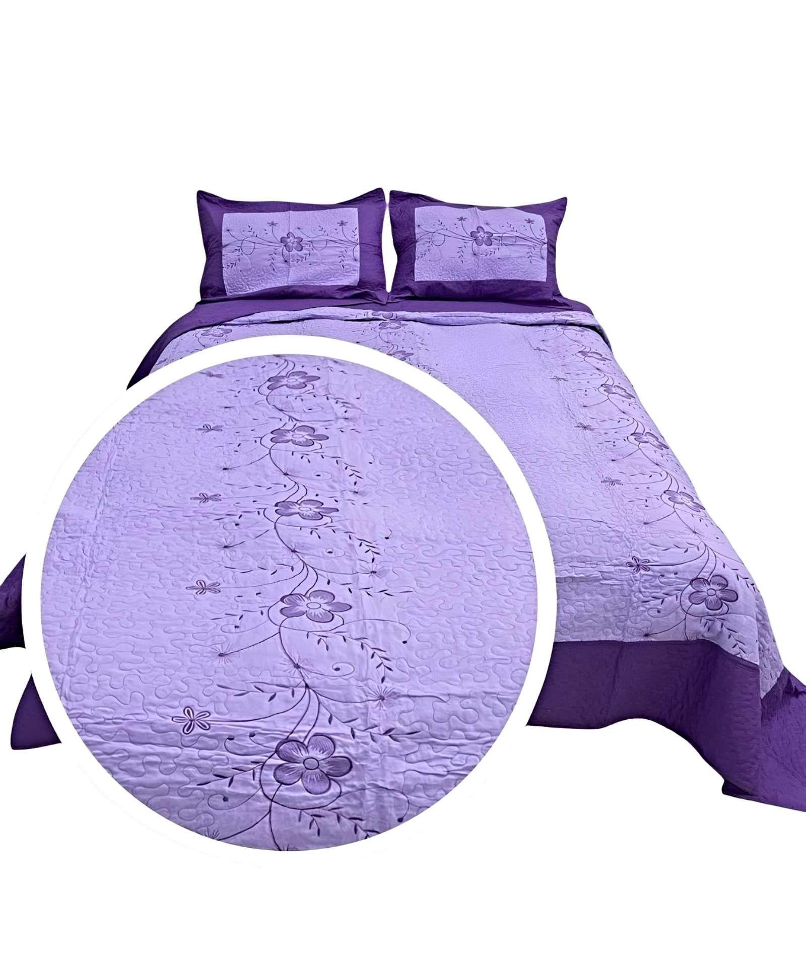 CUBRECAMA COLCHA QUILT DE VERANO PLAZA Y MEDIA BORDADO A6-0