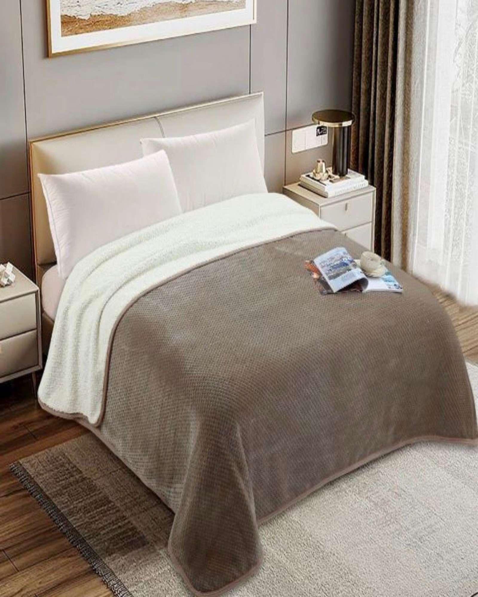 FRAZADA CON CHIPORRO ELEGANTE 2 PLAZA 200X230cm Café-2