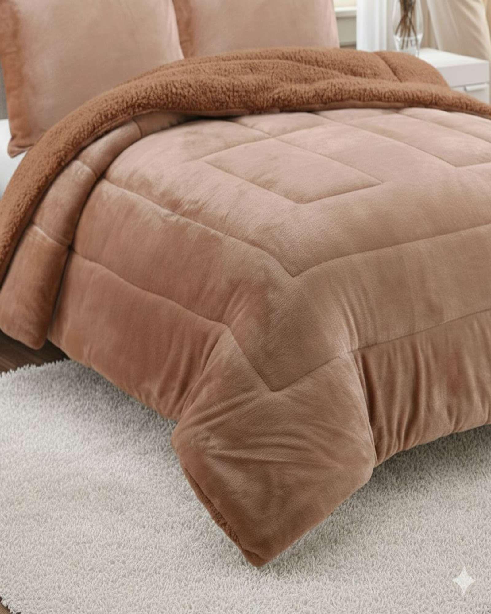 Plumón Cubrecama Chiporro 1.5 plaza Extra Cálido Invierno Premium beige-2