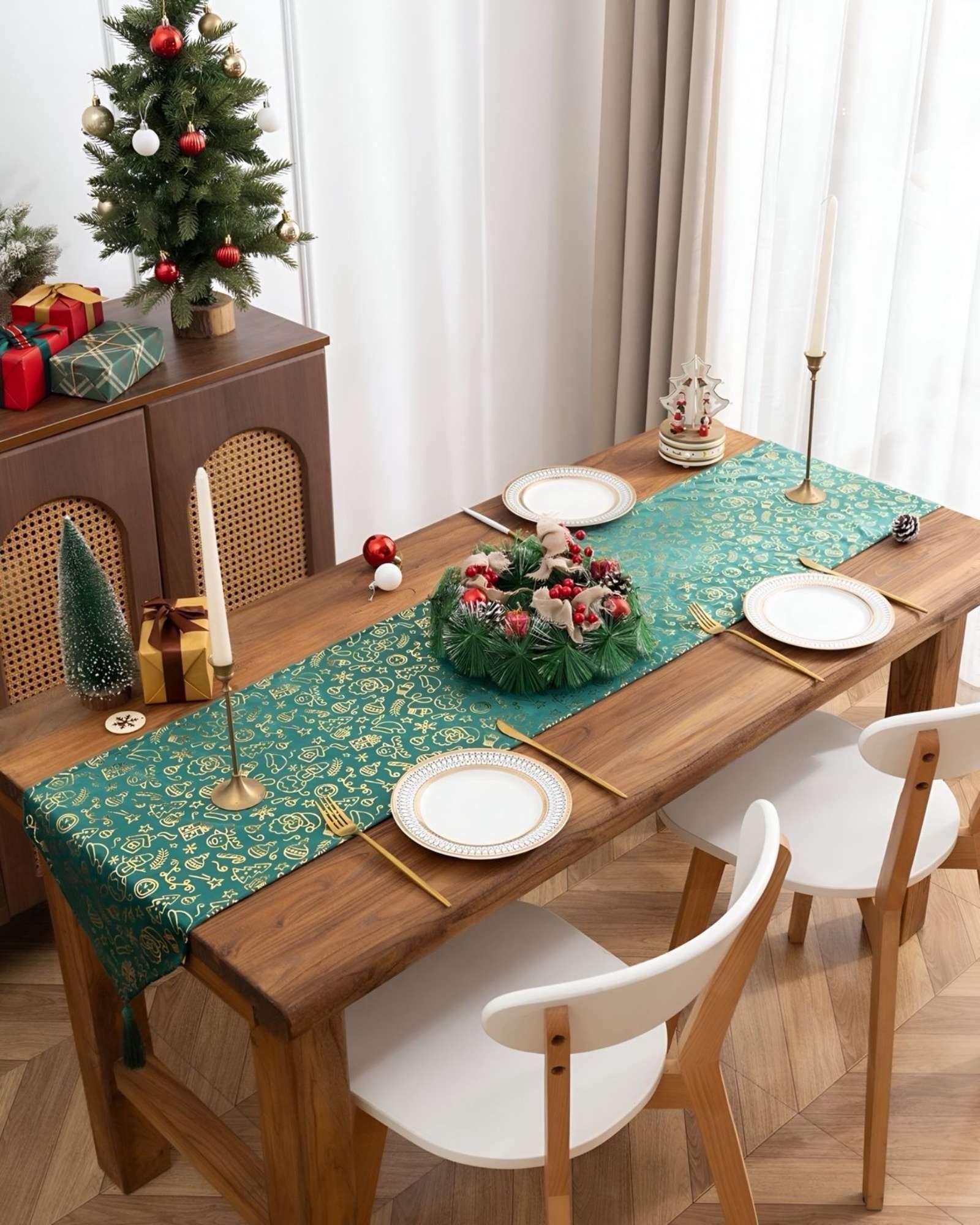 Mantel Camino de mesa diseño navidad terciopelo 30 x 180 cm 12-2