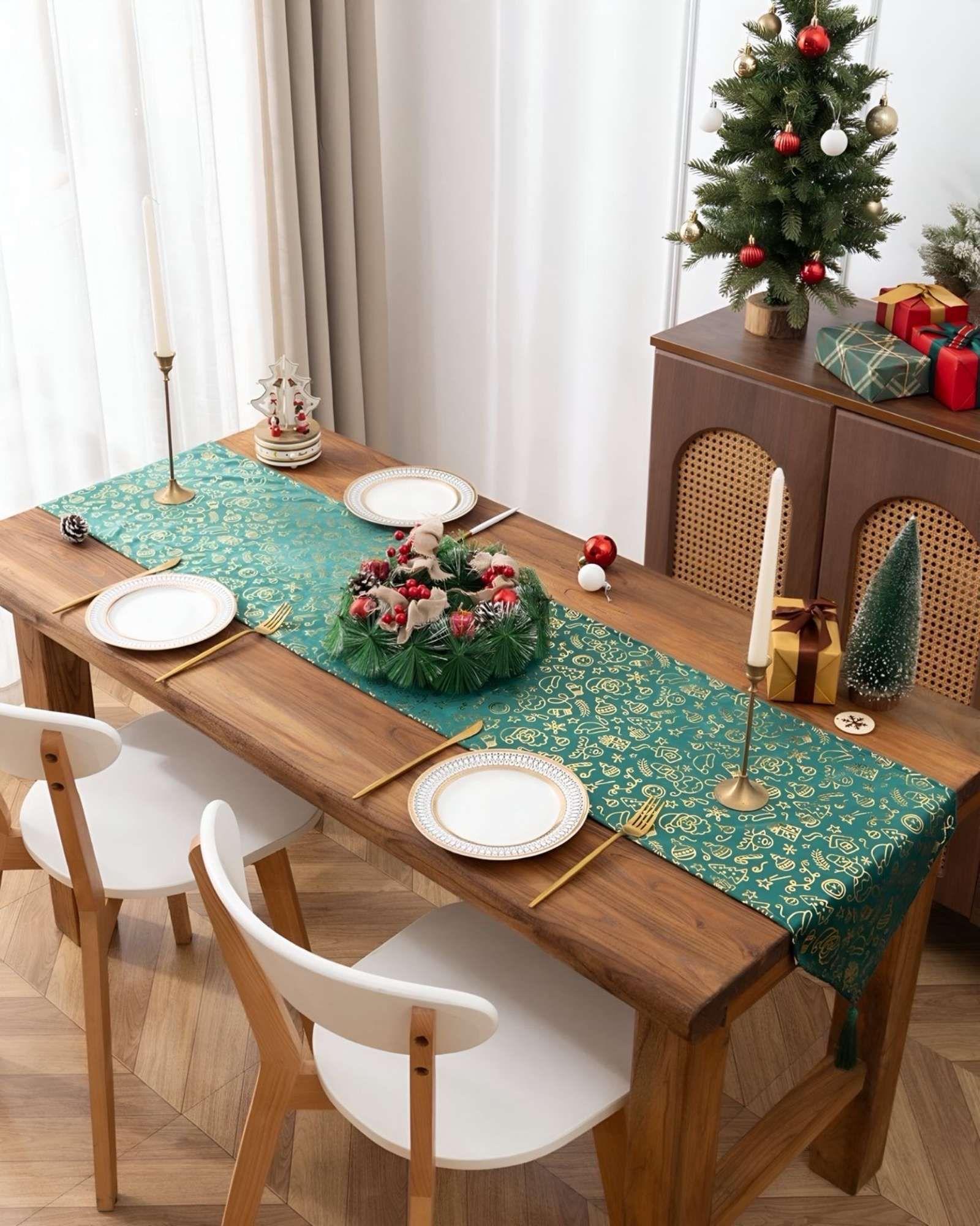 Mantel Camino de mesa diseño navidad terciopelo 30 x 180 cm 12-3