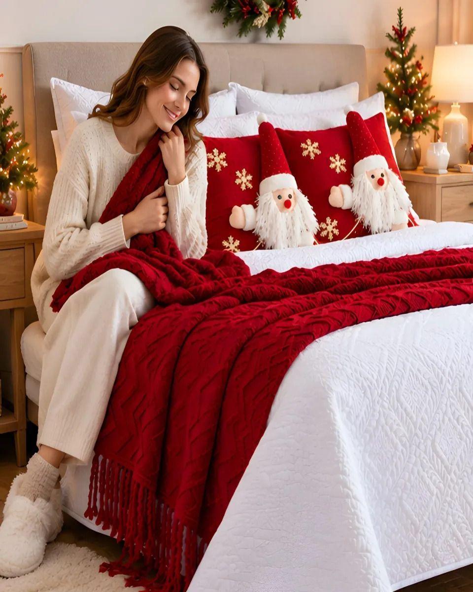 Set de Cama Navideño con Cubrecamas y 2 Fundas de Cojin King m5-0