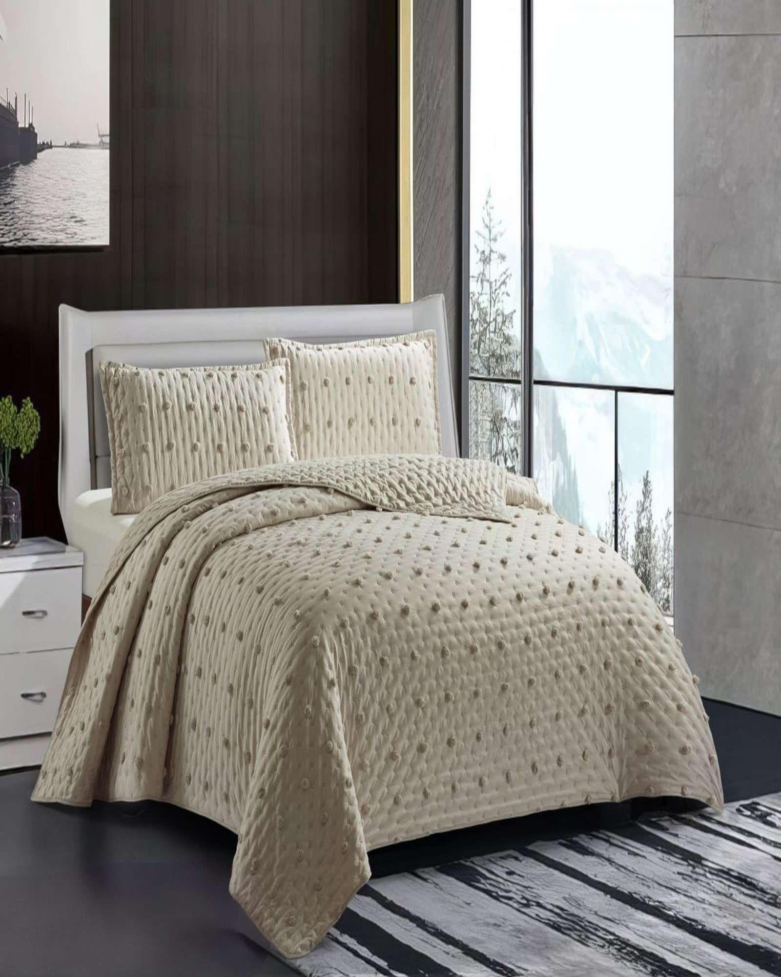 CUBRECAMA QUILT TUFTING DE LUJO SUAVE PLAZA Y MEDIA p006-2