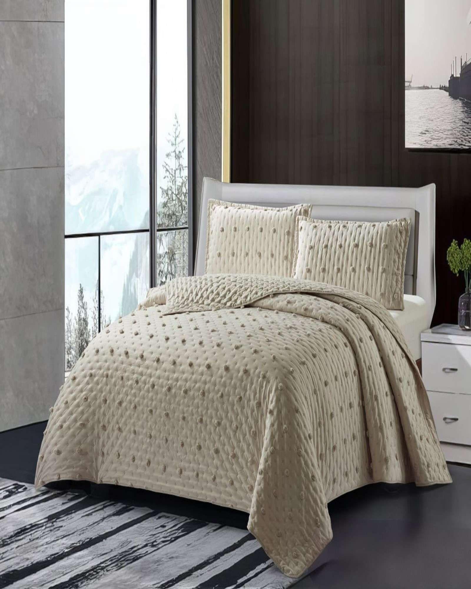 CUBRECAMA QUILT TUFTING DE LUJO SUAVE PLAZA Y MEDIA p006-3