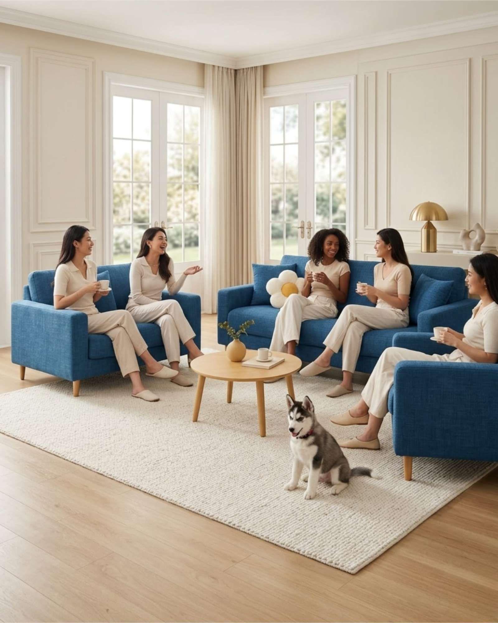 Set Cubre Sillón 3+1+1 Protector de Tela Reforzada - Lavable y Resistente 03-4