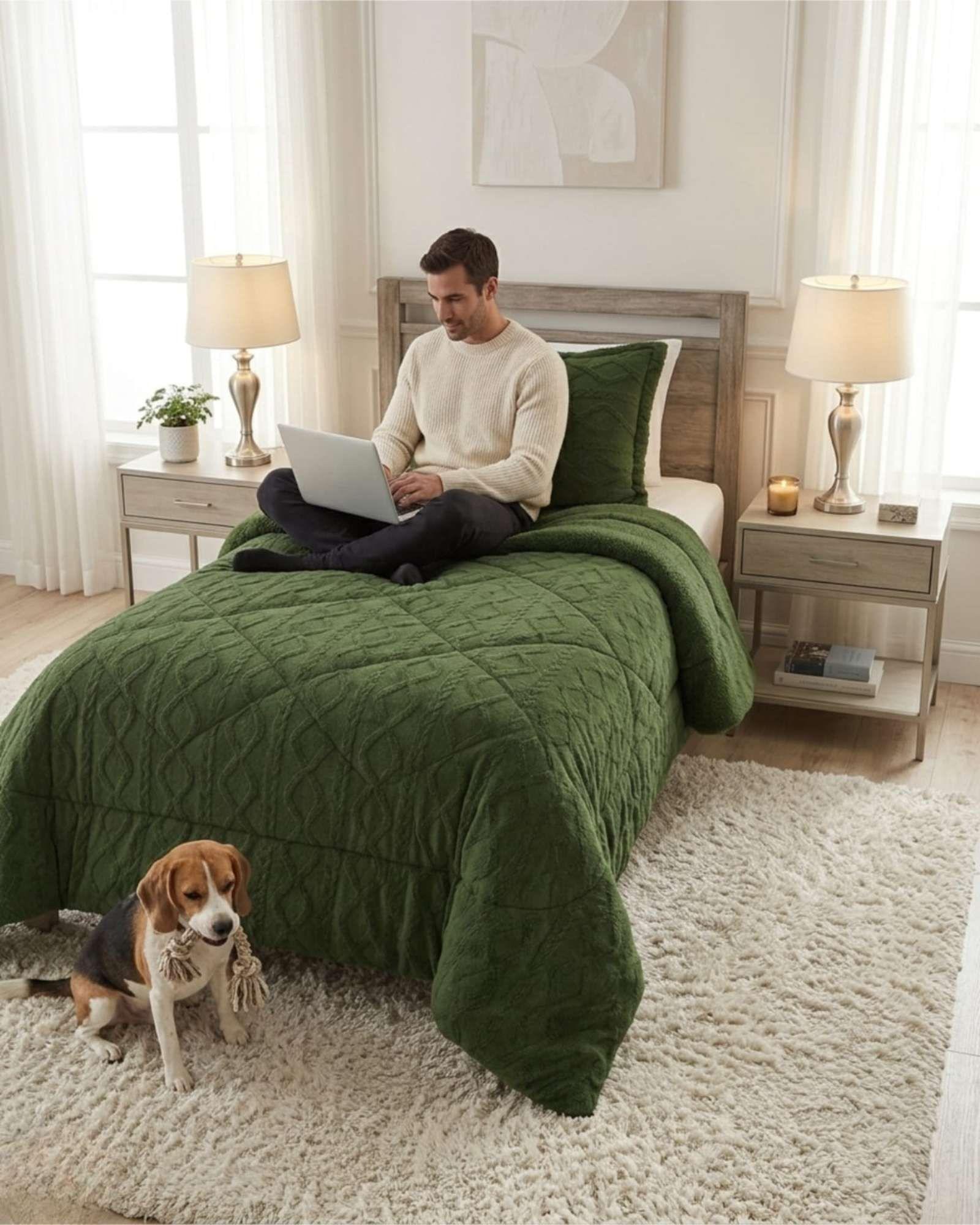 Cubrecama Plush con Chiporro Plaza y Media Diseño Premium C16-3