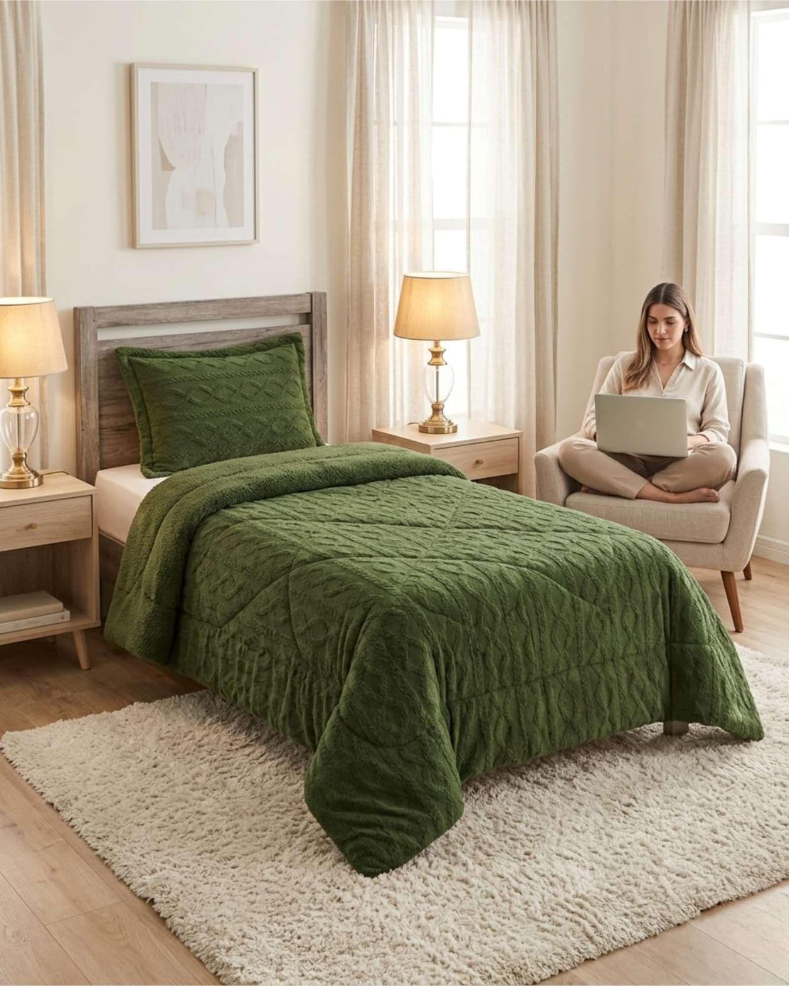 Cubrecama Plush con Chiporro Plaza y Media Diseño Premium C16-4