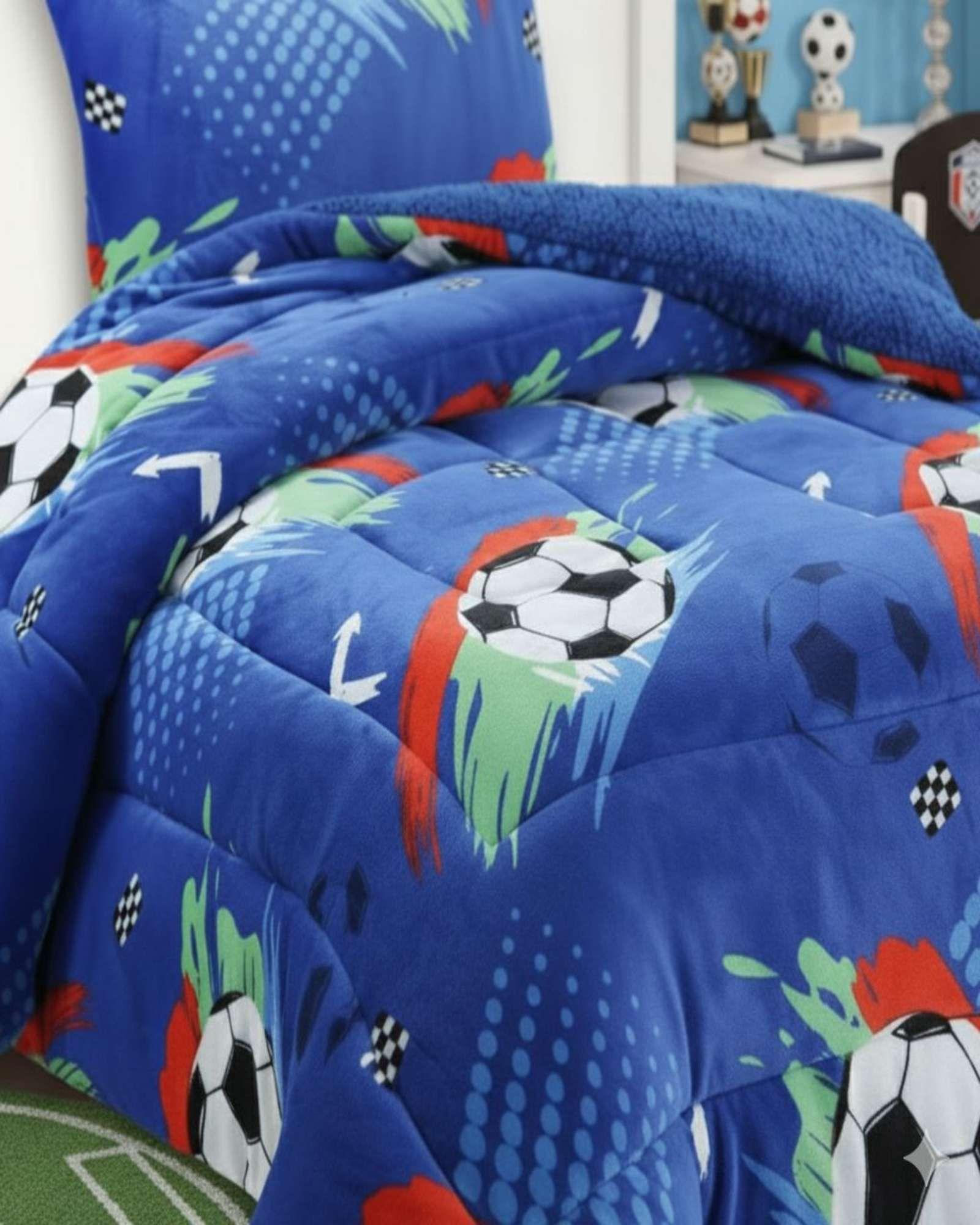 Plumón Cubrecama Chiporro 1.5 plaza Extra Cálido color azul Premium-2