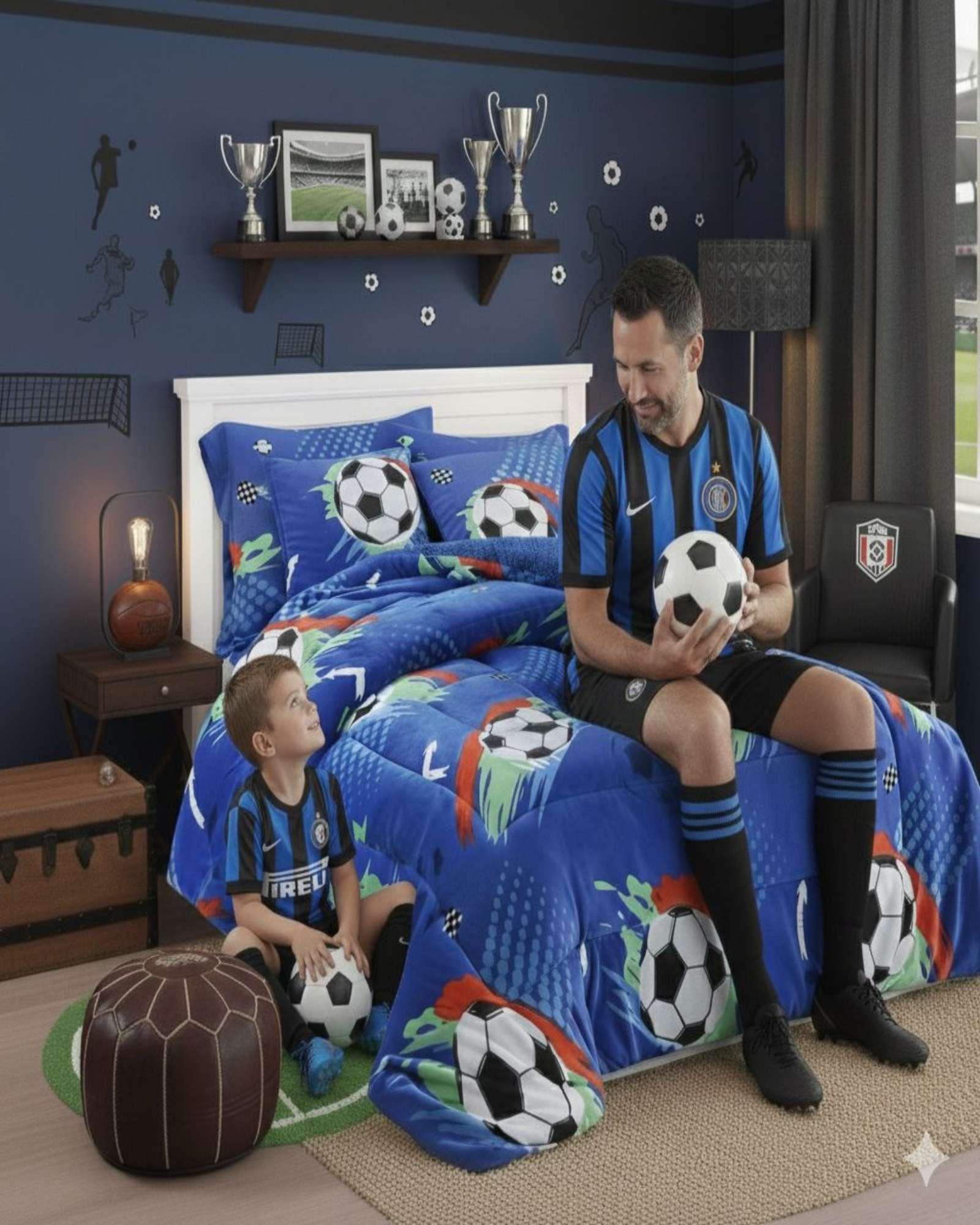 Plumón Cubrecama Chiporro 1.5 plaza Extra Cálido color azul Premium-3