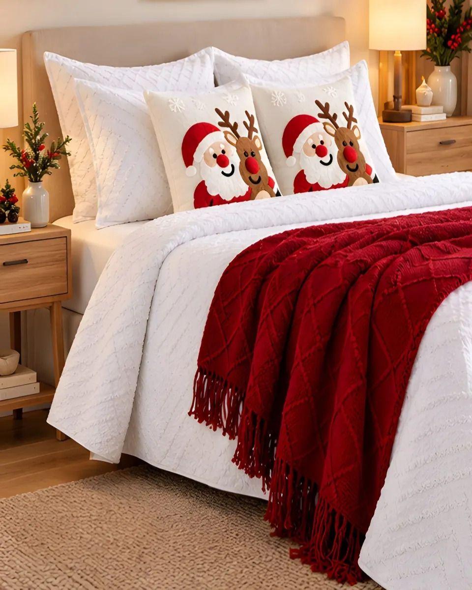 Set de Cama Navideño con Cubrecamas y 2 Fundas de Cojin King m18-0