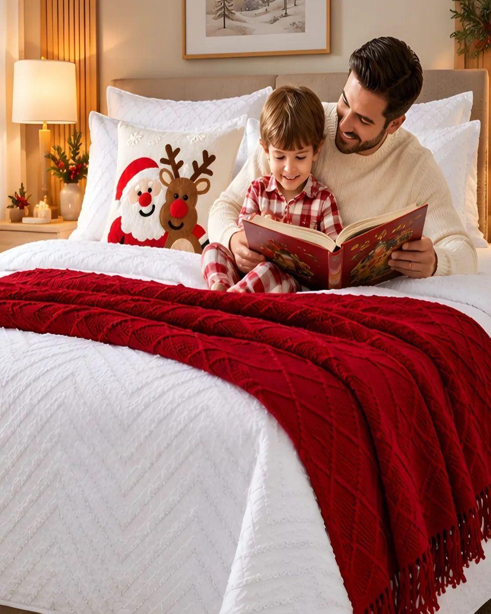 Set de Cama Navideño con Cubrecamas y 2 Fundas de Cojin King m18-6