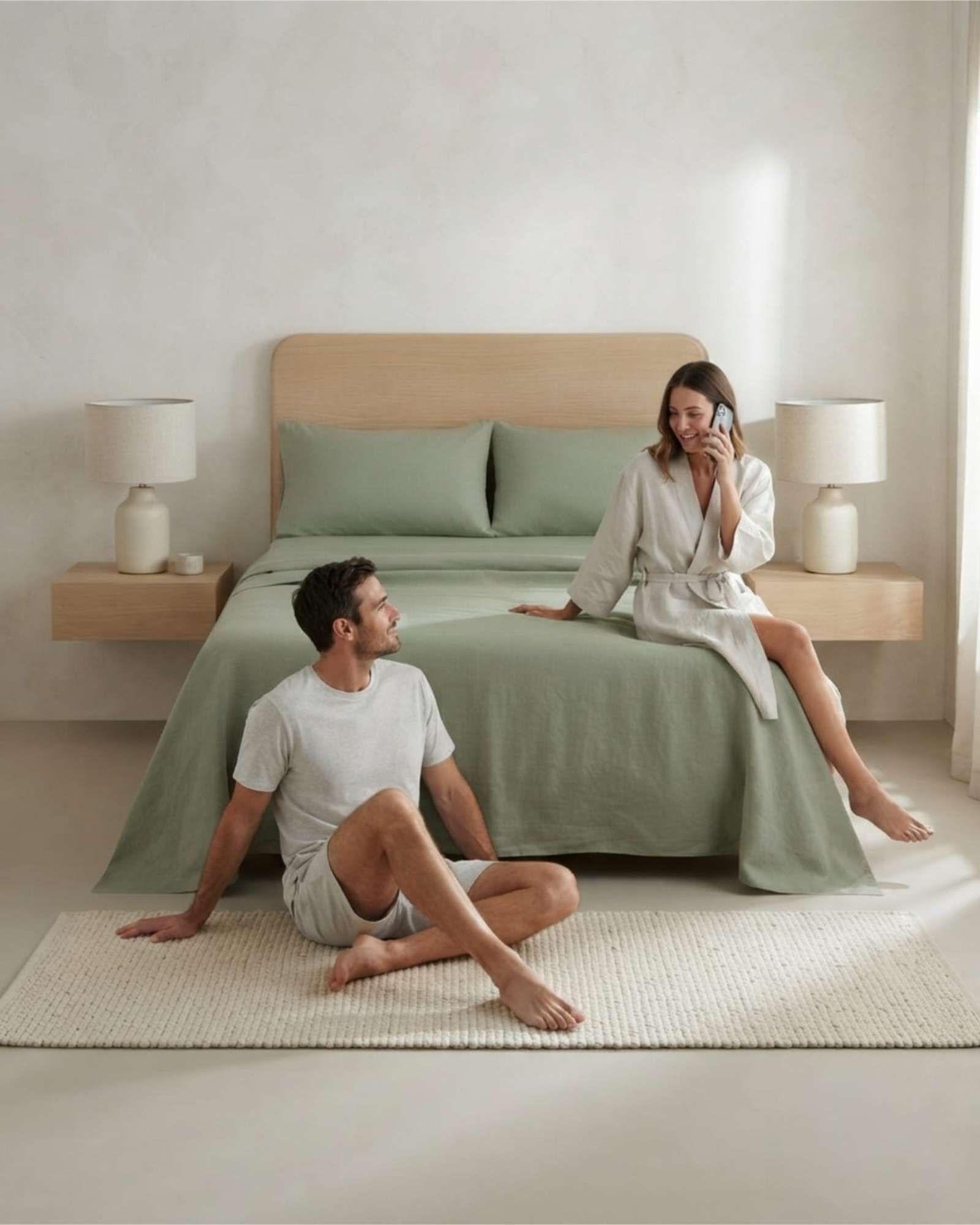 Juego De Sabanas Lisas Estilo Elegante Y Moderno 2 Plazas m6-2