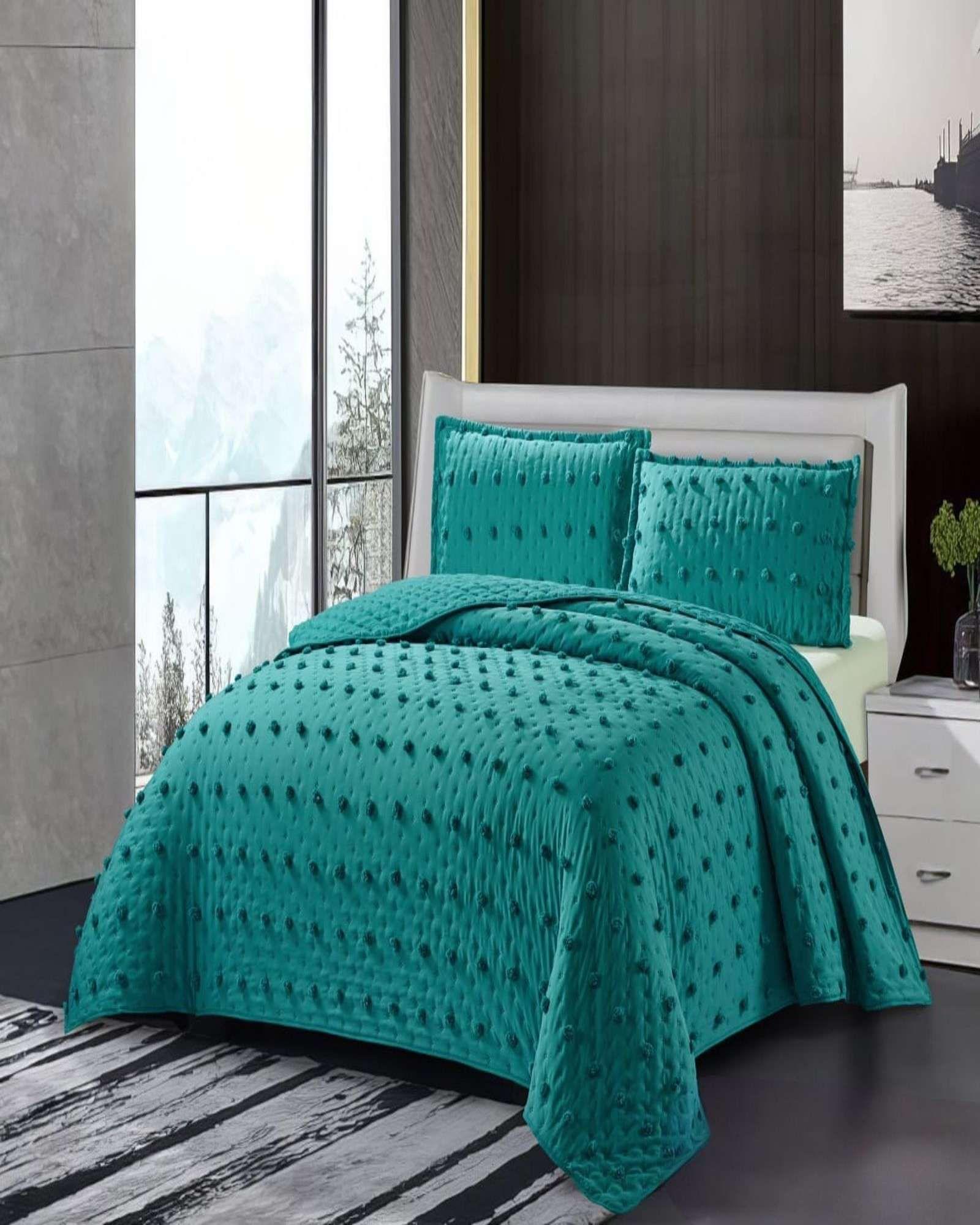 CUBRECAMA QUILT TUFTING DE LUJO SUAVE PLAZA Y MEDIA p007-3
