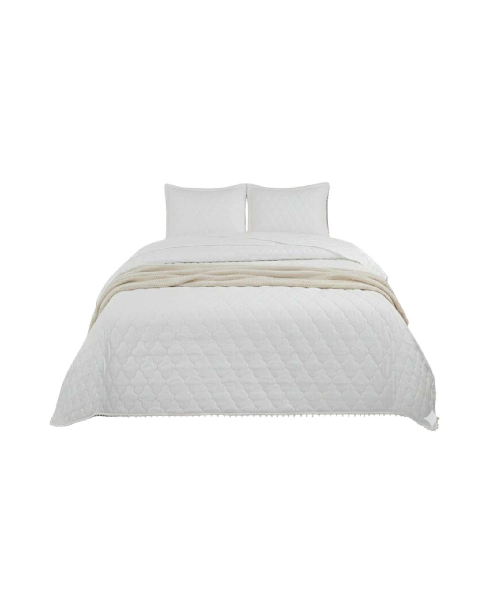 Cobertores de Verano-Primavera con Diseño de Pompon (king-super king) blanco-2