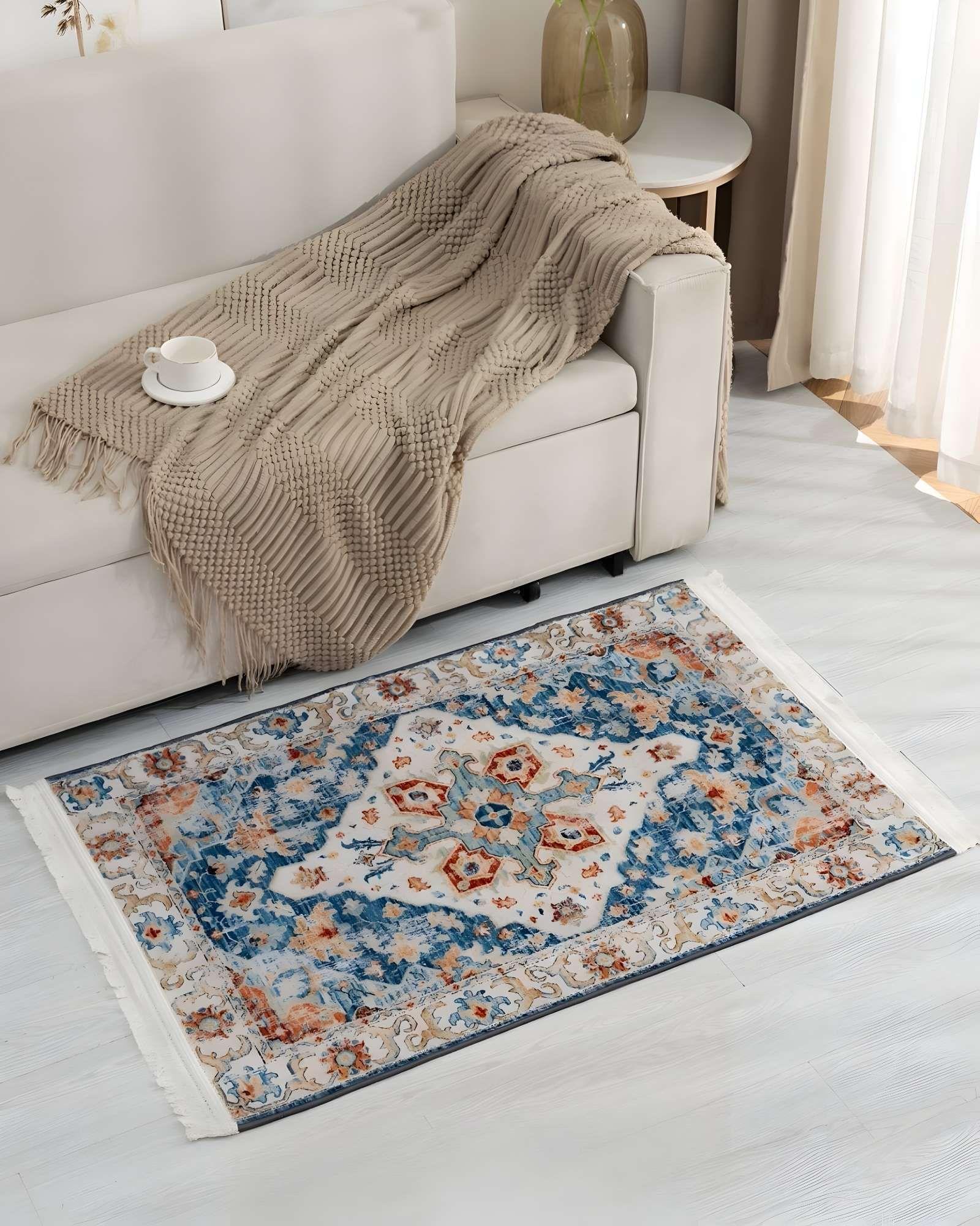 ALFOMBRA DECORATIVA CON FLEQUILLOS 80X120 BEIGE-2