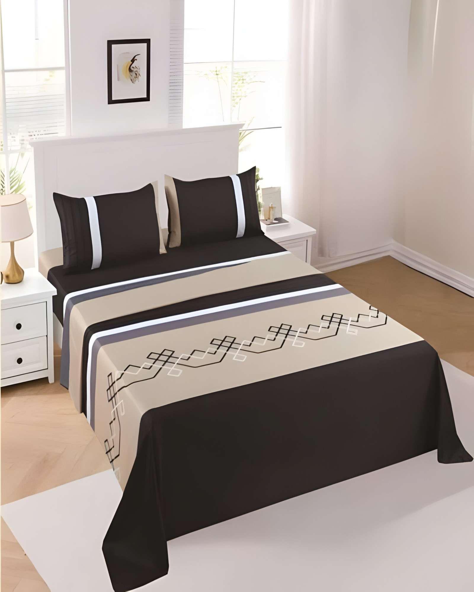 SET DE SABANAS DISEÑO ESTAMPADO 2 PLAZAS NEGRO3-3