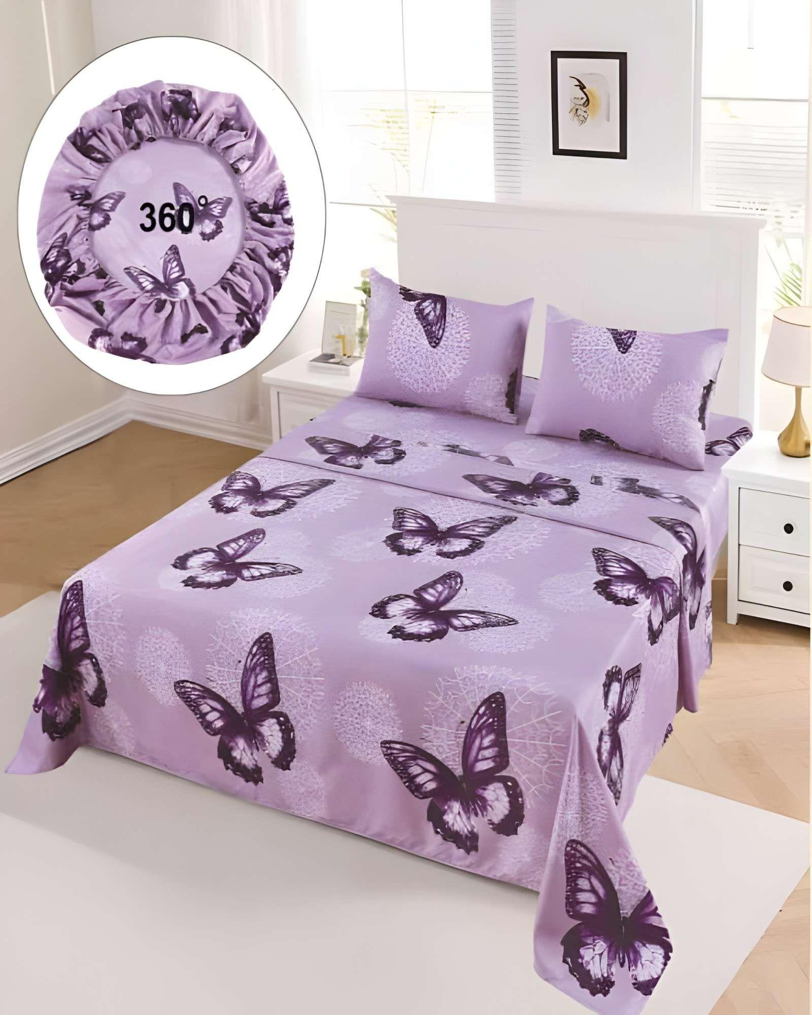 SET DE SABANAS DISEÑO ESTAMPADO 2 PLAZAS LILA-2