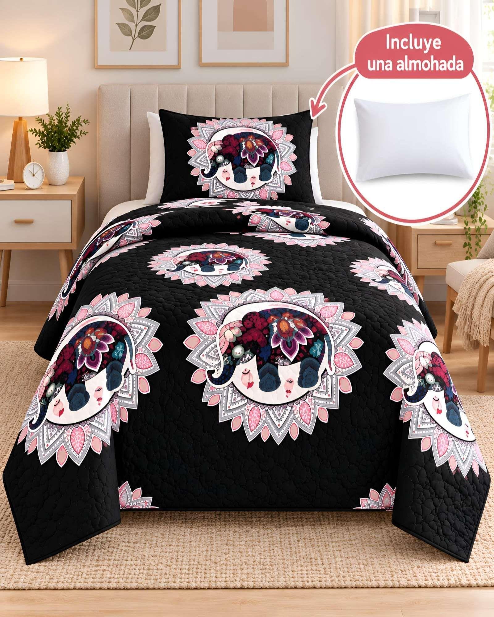 Set Quilt Verano 1.5 Plazas + Almohada + Funda De Almohada 06-3