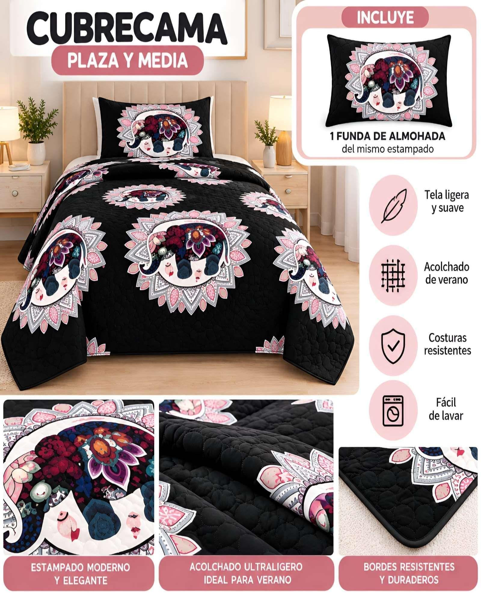 Set Quilt Verano 1.5 Plazas + Almohada + Funda De Almohada 06-4