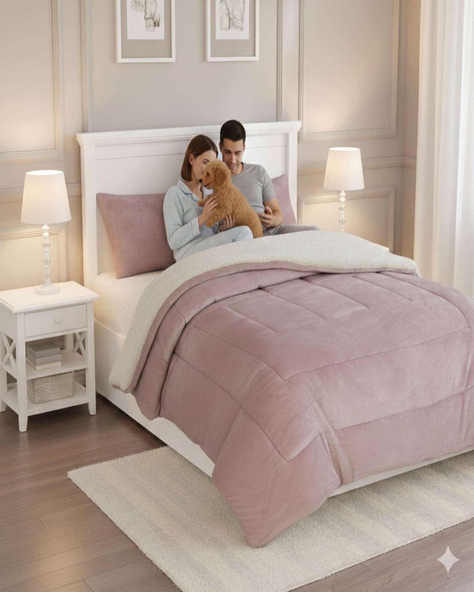 Cubrecama Premium Plush y Chiporro - Invierno King blanco-3