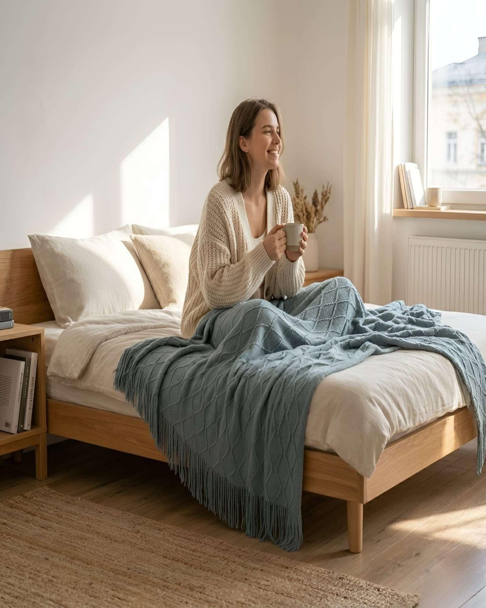 Manta Piecera De Sillón Sillón Y Cama Tejida Rombos 127x172 A6-1