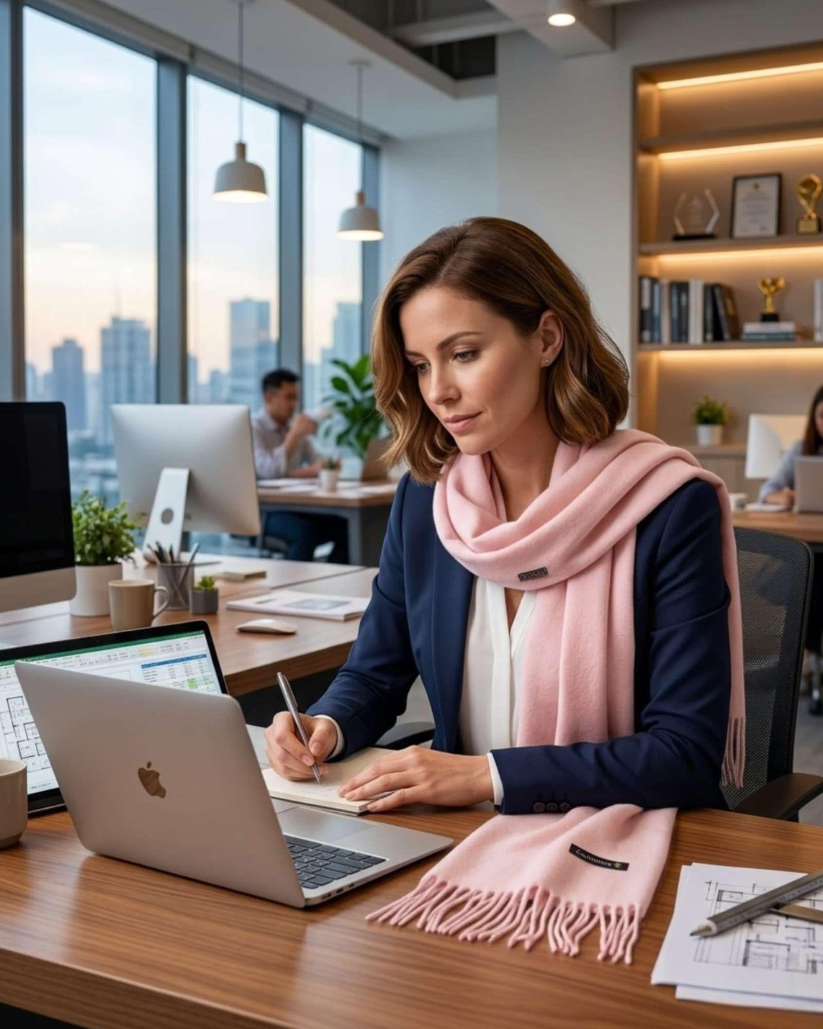 Bufanda Cashmere Premium Unisex Varios Colores rosa-4