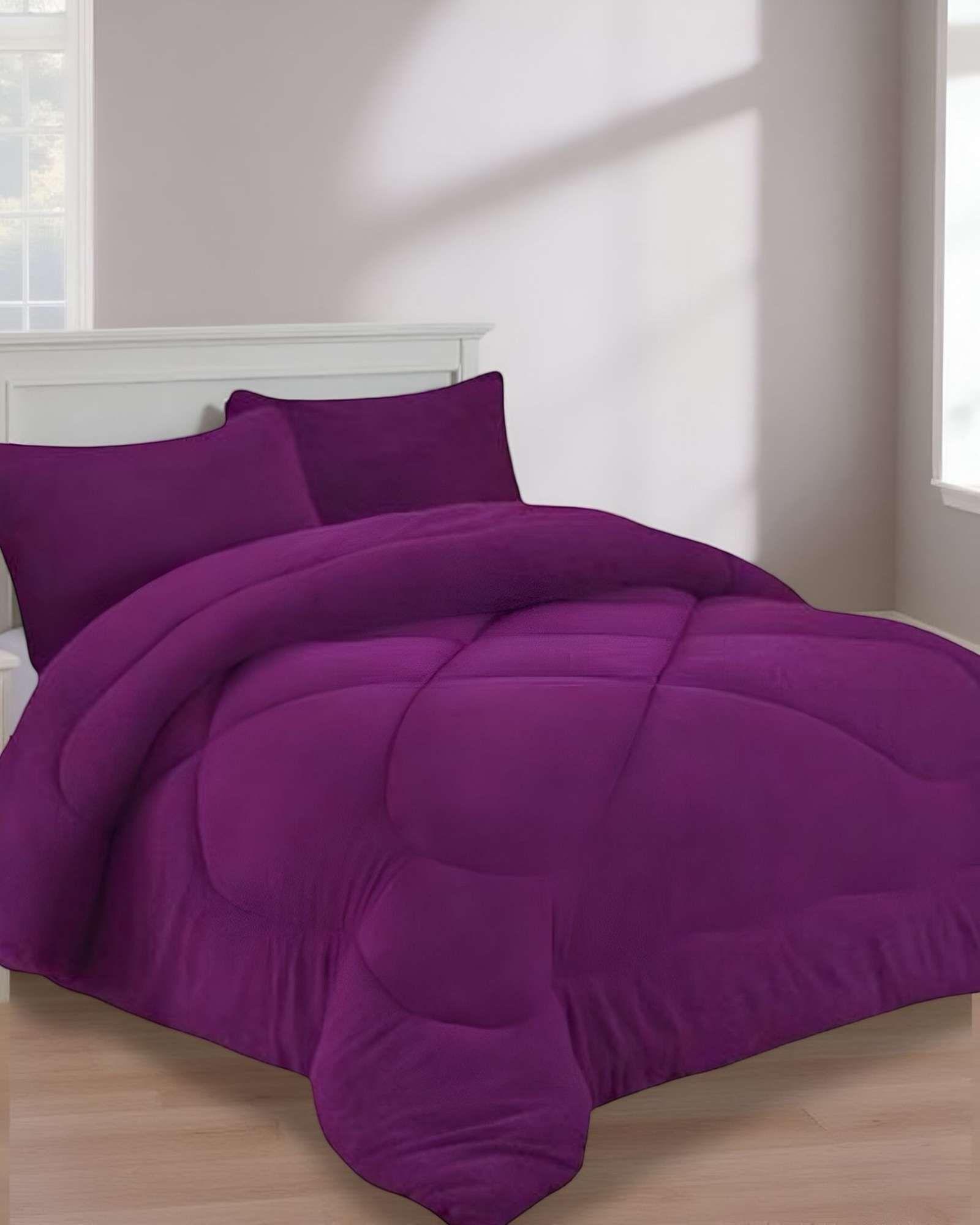 COBERTOR ELEGANTE DE INVIERNO UNICOLOR PLUSH CON CHIPORRO PLAZA Y MEDIA S56-2