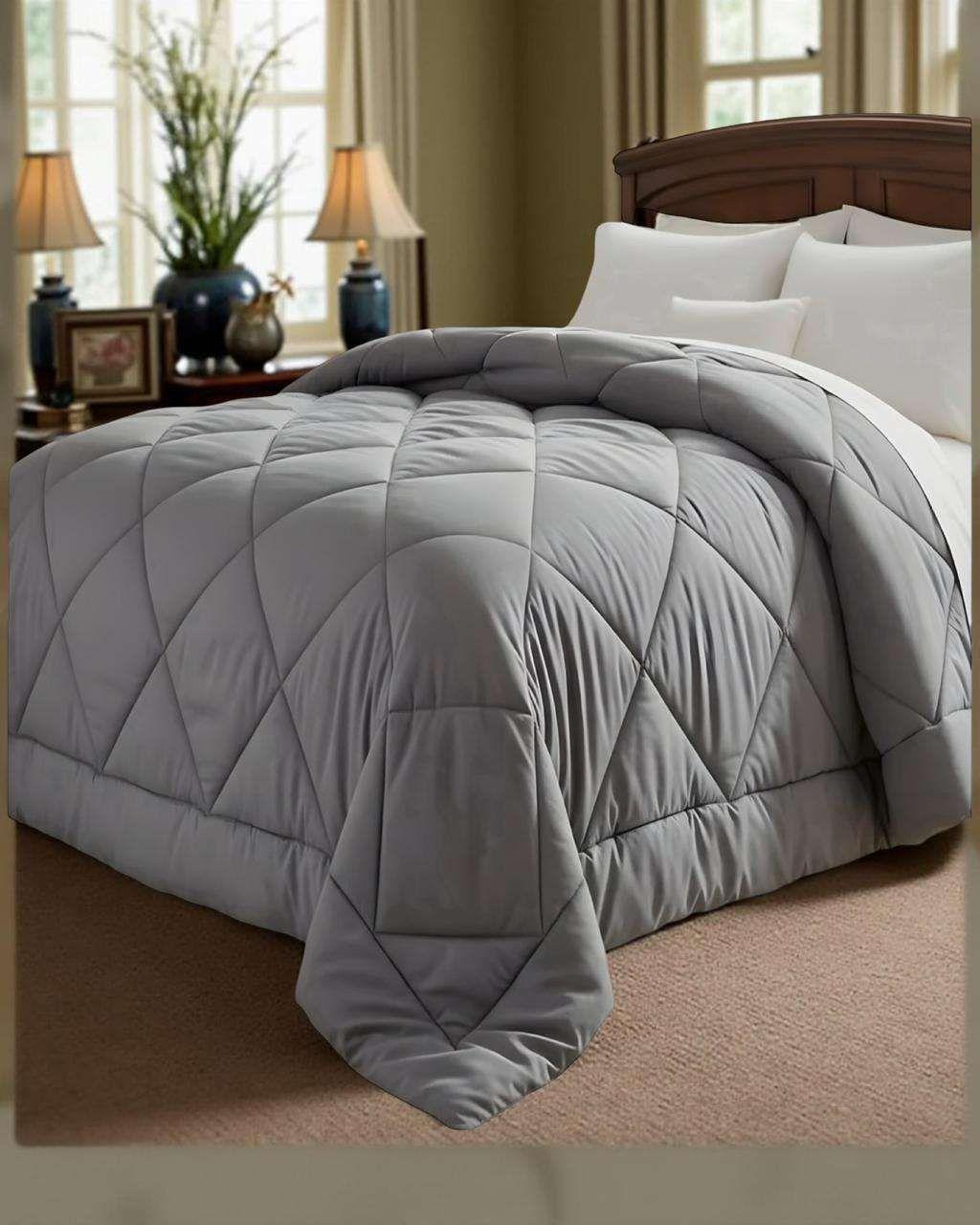CUBRECAMA PLUMÓN NORDICO 2 PLAZAS GRIS MAS 2 FUNDAS ALMOHADA-2