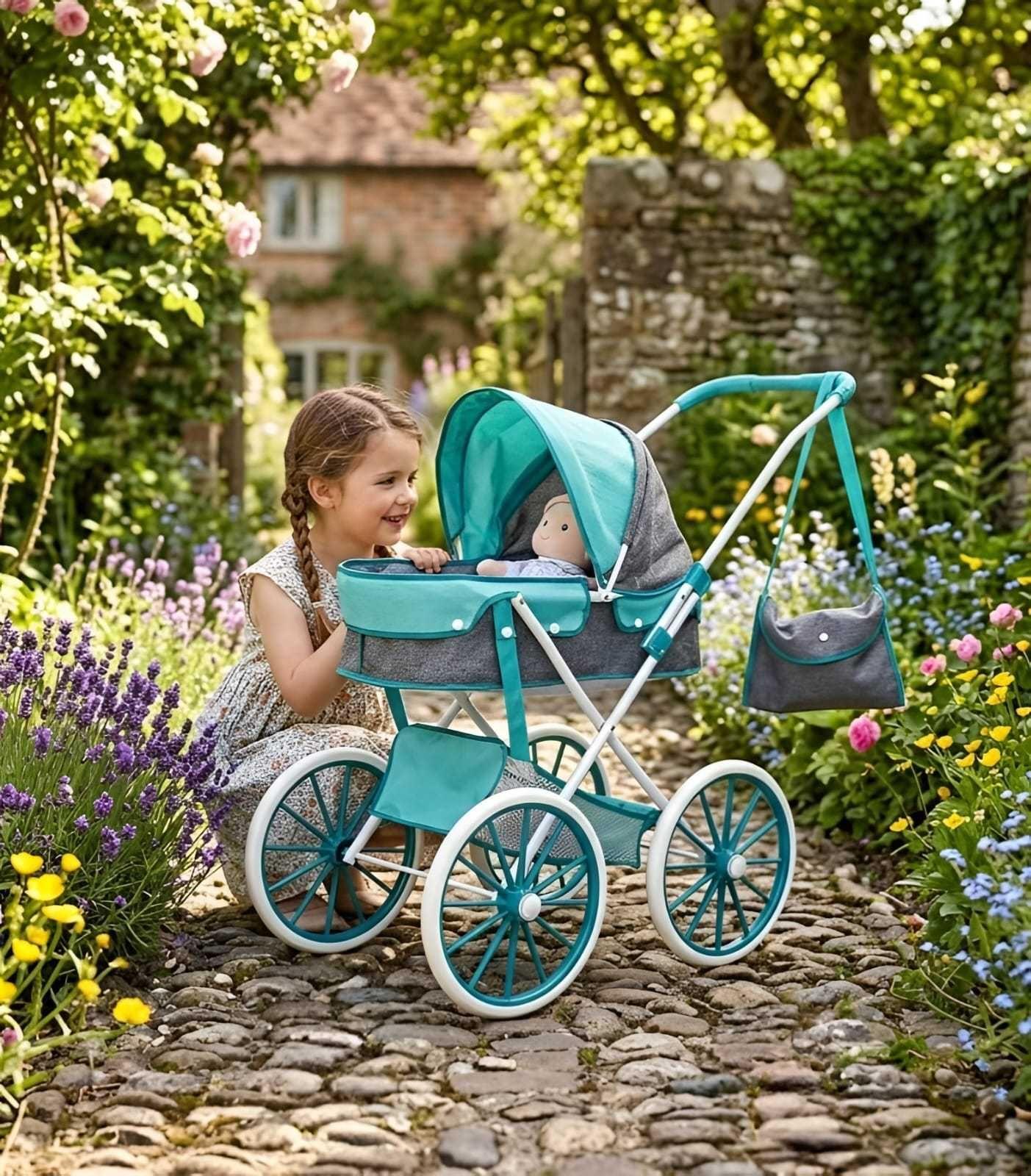 Coche De Muñecas Estilo Clásico Incluye Bolso Y Canasto Accesorios 04-2